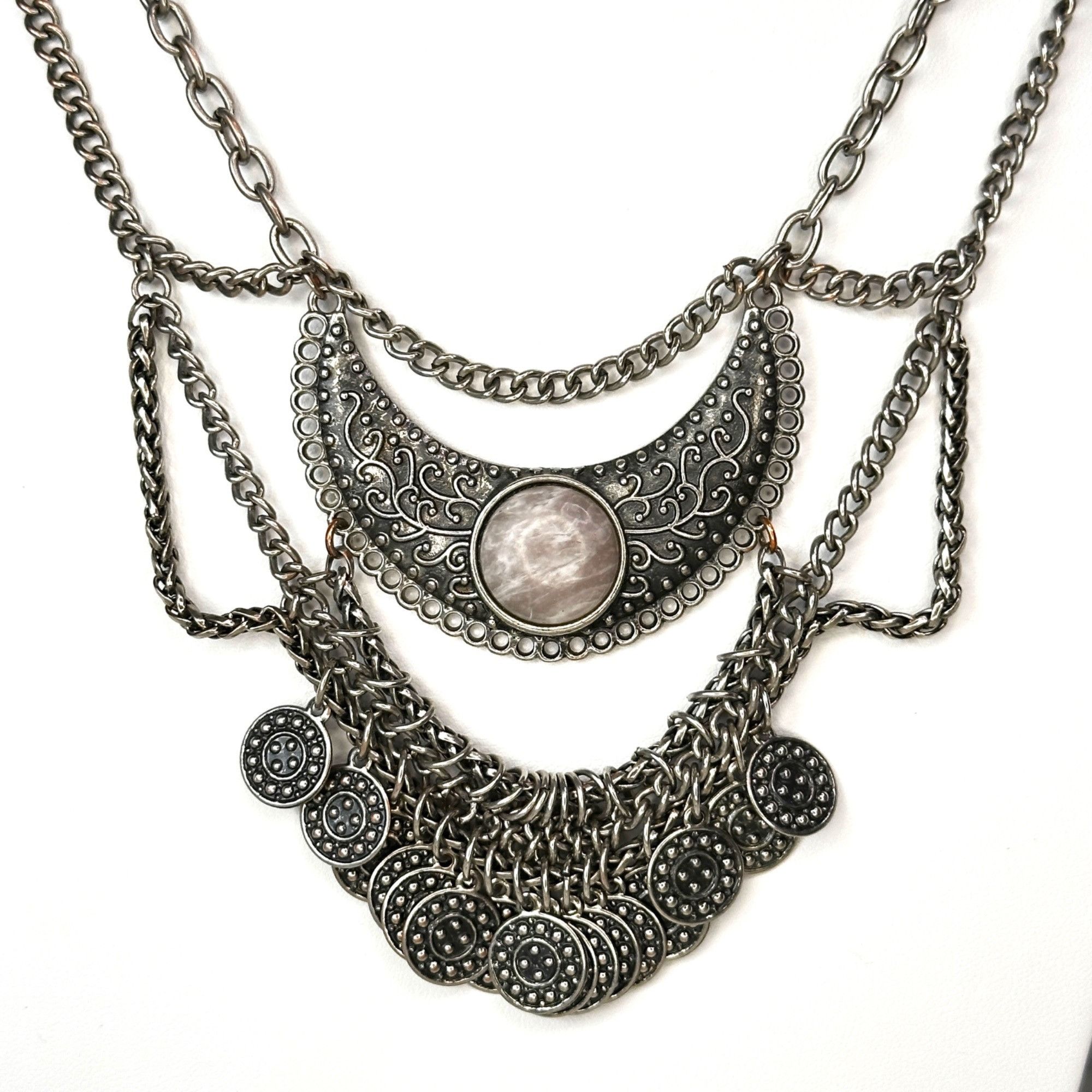 Vintage Vintage Bohemian Statement Necklace Intricate Coin Detailing Size ONE SIZE - 2 Thumbnail