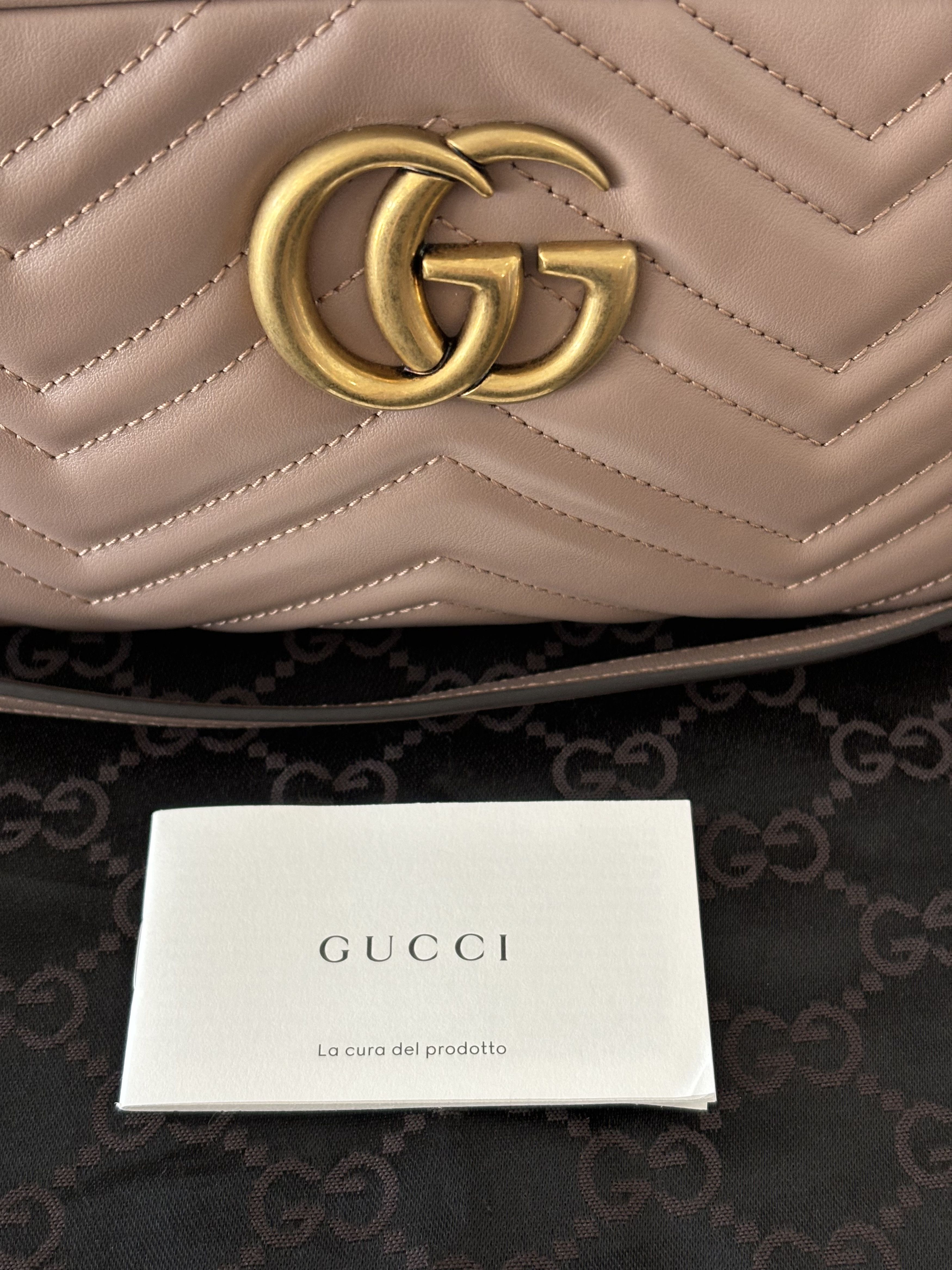 Gucci Gucci double G logo Marmont beige crossbody leather bag Size ONE SIZE - 7 Thumbnail