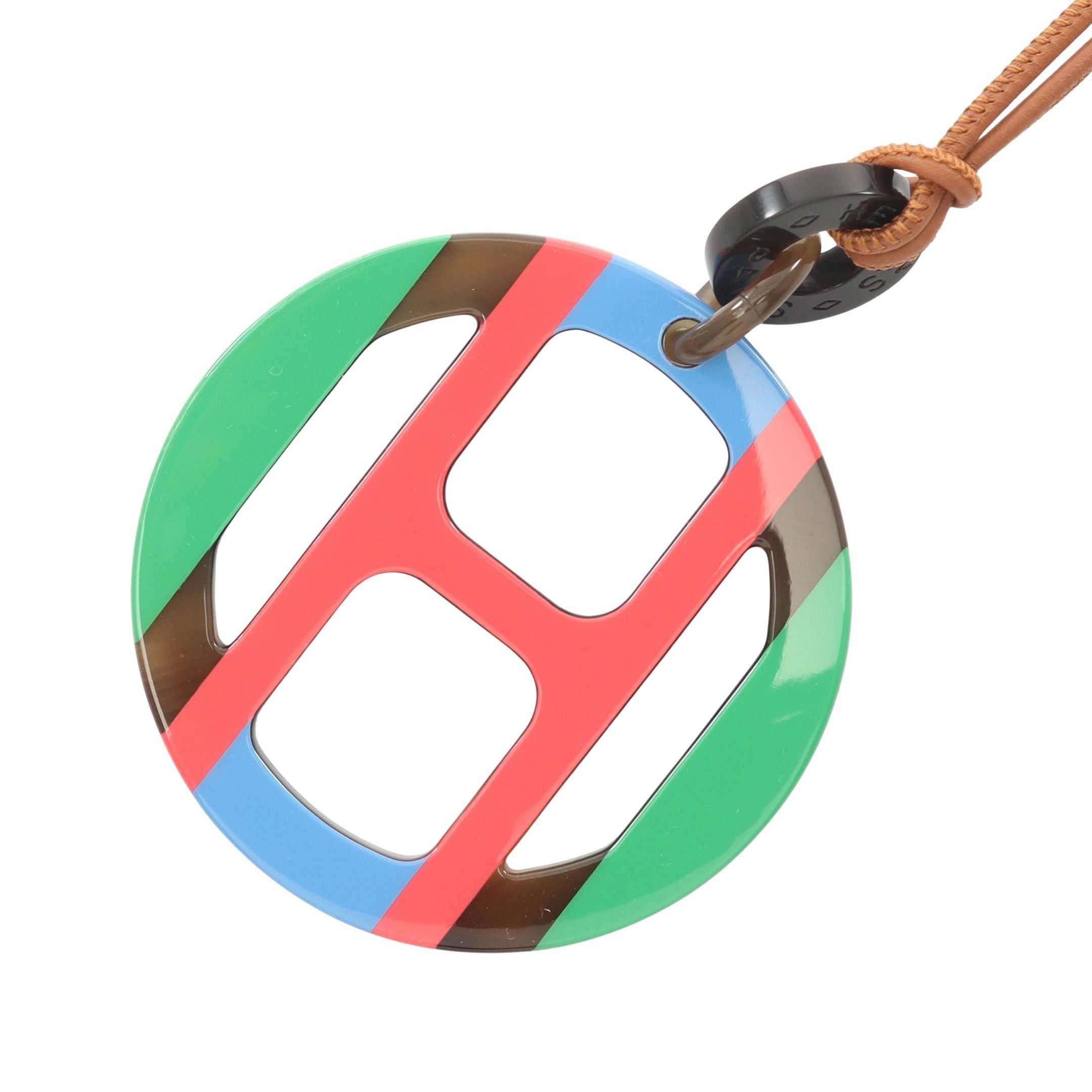 Hermes Hermes H Equip Necklace Buffalo Horn Lacquer Pink Multicolor Size ONE SIZE - 1 Thumbnail