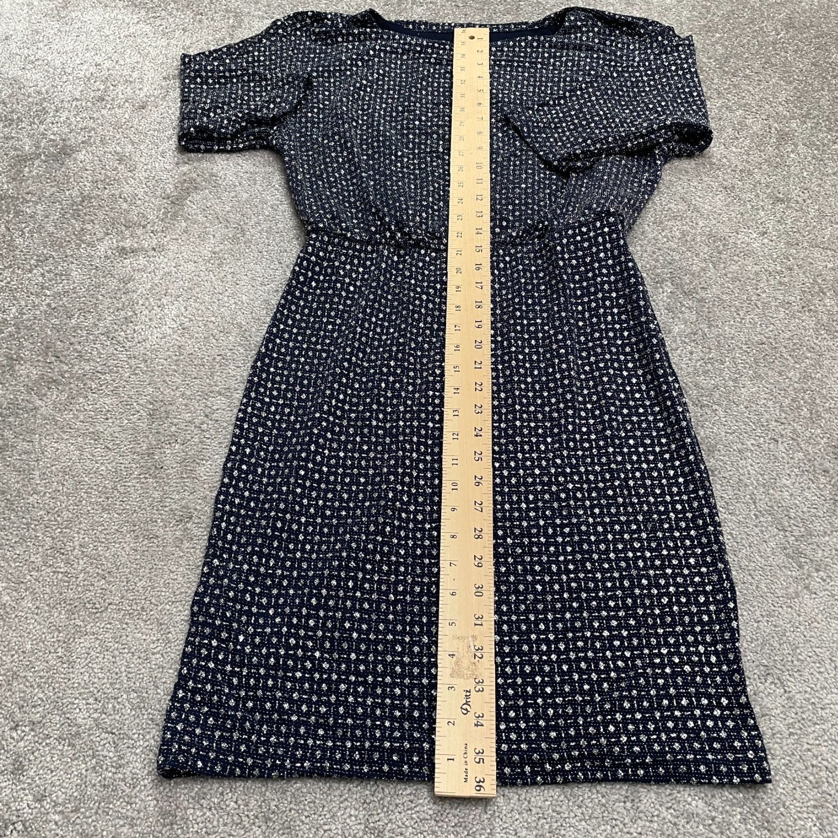 Vintage En Focus Studio Womens Midi Sheath Dress Blue 10 Half Sleeve Glitter Shiny Size L / US 10 / IT 46 - 7 Thumbnail