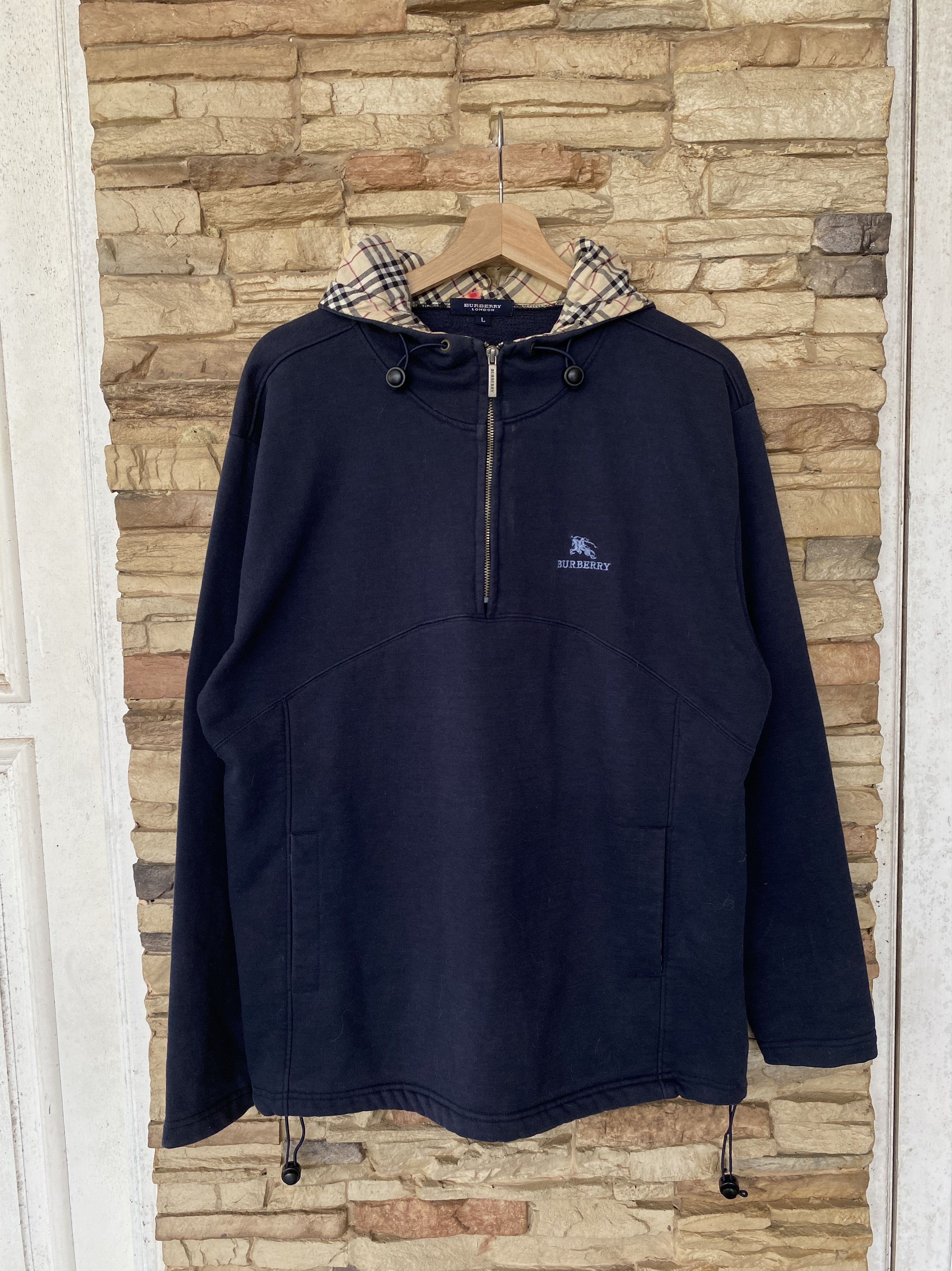 Burberry Vintage Burberry London Checkered Nova Check Half Zip Hoodie Size US L / EU 52-54 / 3 - 2 Thumbnail