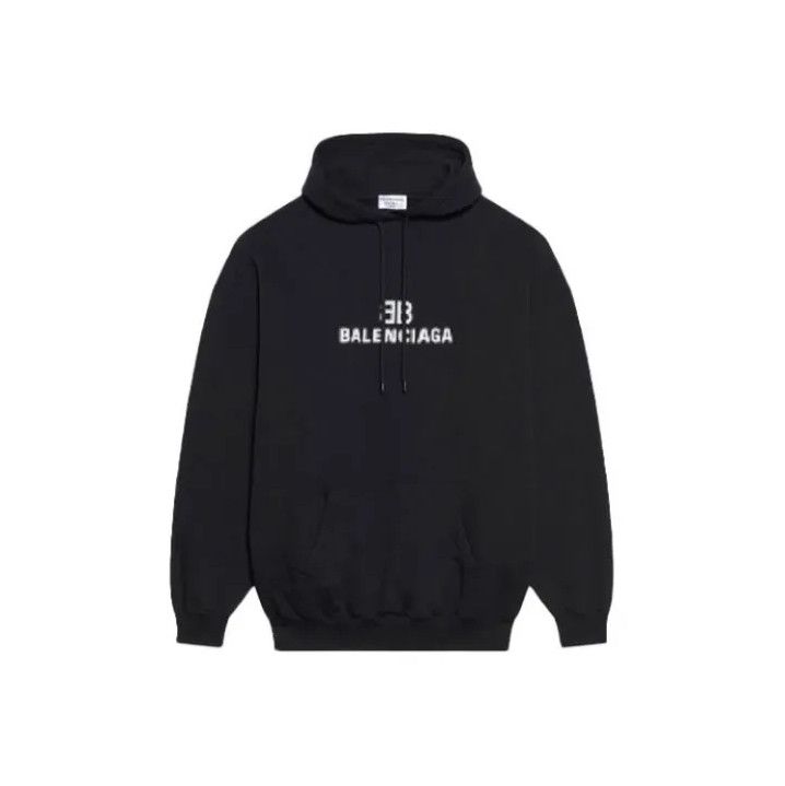 Balenciaga Balenciaga Black Logo Printed Hooded Sweatshirt Size US S / EU 44-46 / 1 - 1 Thumbnail