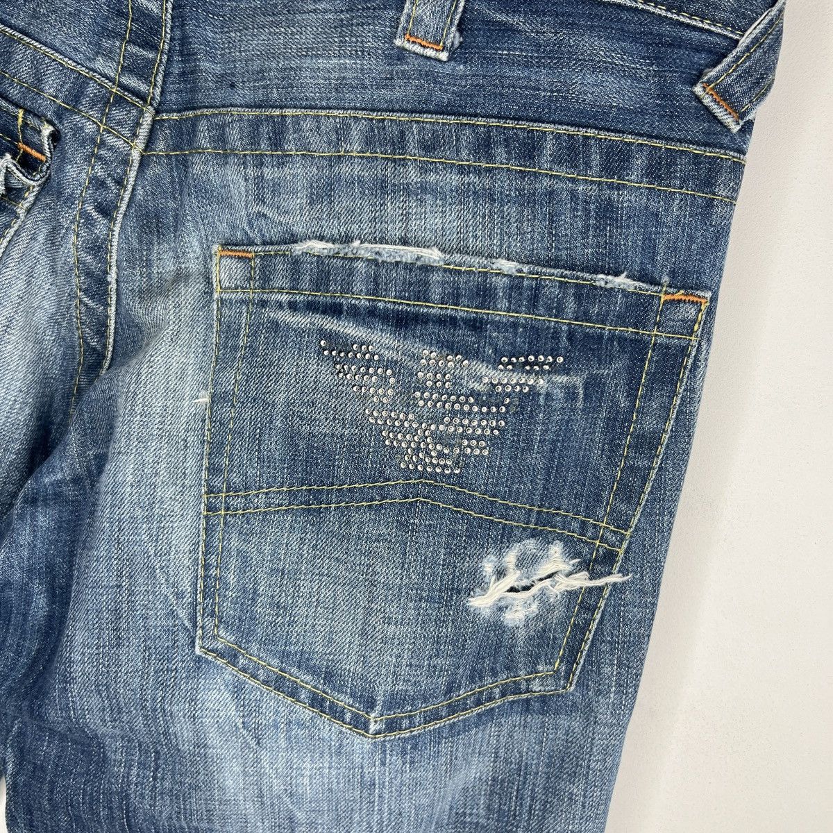 Giorgio Armani × Japanese Brand × Vintage Armani Big Logo Parachute Japanese Denim Pants Y2K Jeans Size US 30 / EU 46 - 10 Thumbnail