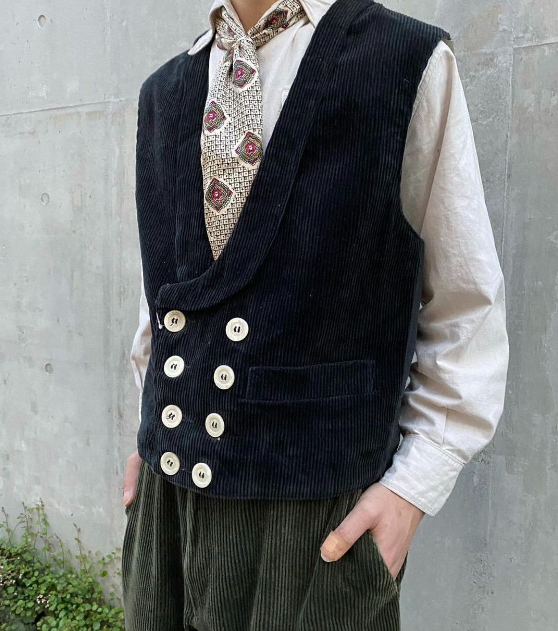 Vintage Vintage German Corduroy Double-Breasted Vest Size US M / EU 48-50 / 2 - 1 Thumbnail