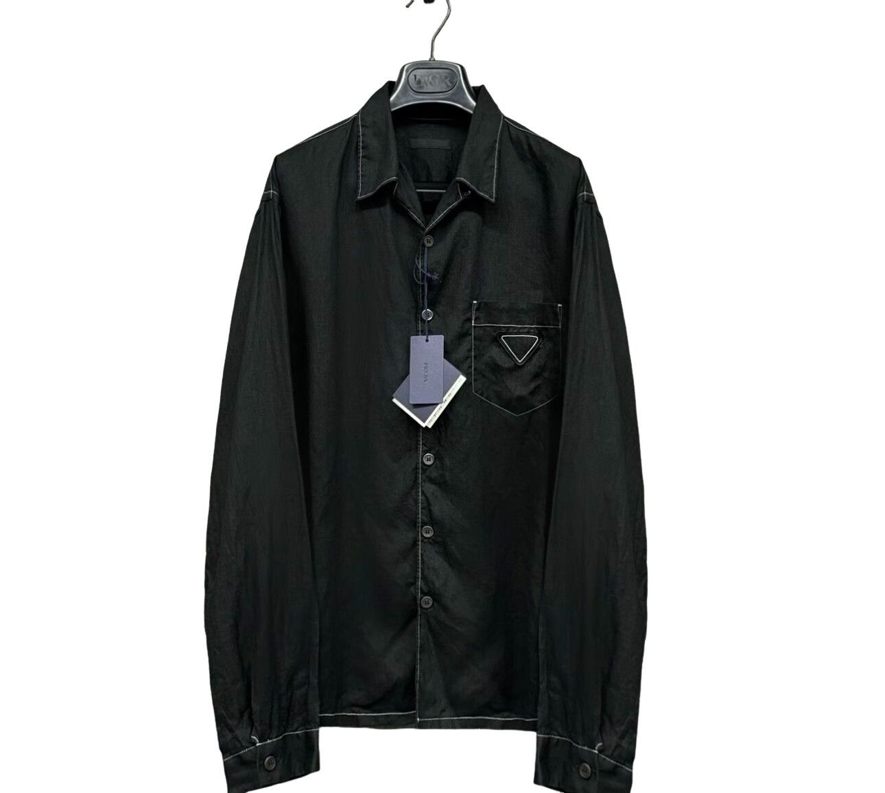 Prada Prada Triangle Logo Linen Shirt XXL Size US XXL / EU 58 / 5 - 1 Thumbnail