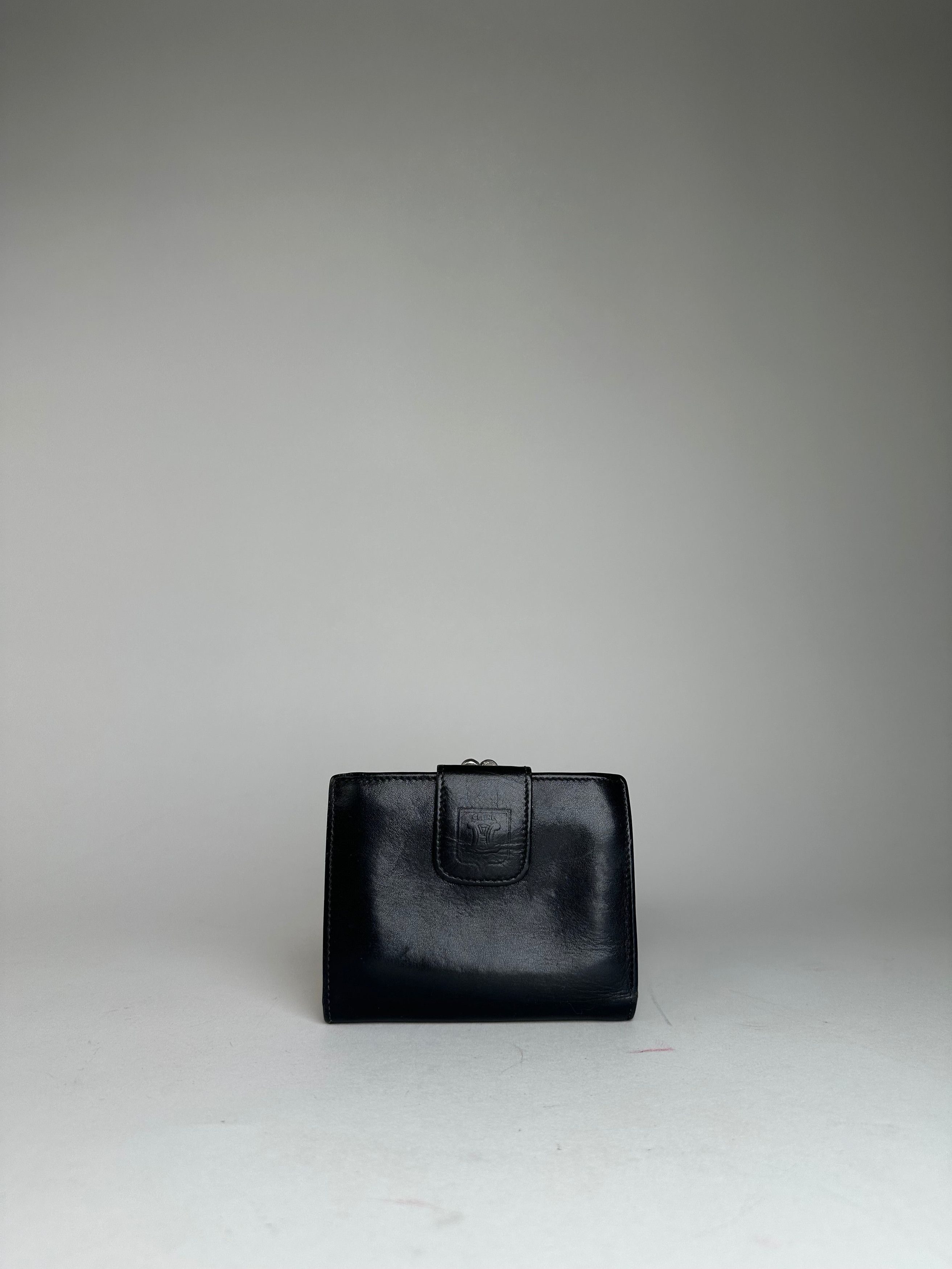 Celine Vintage Triomphe Embossed Leather Bifold Wallet Black Size ONE SIZE - 1 Thumbnail