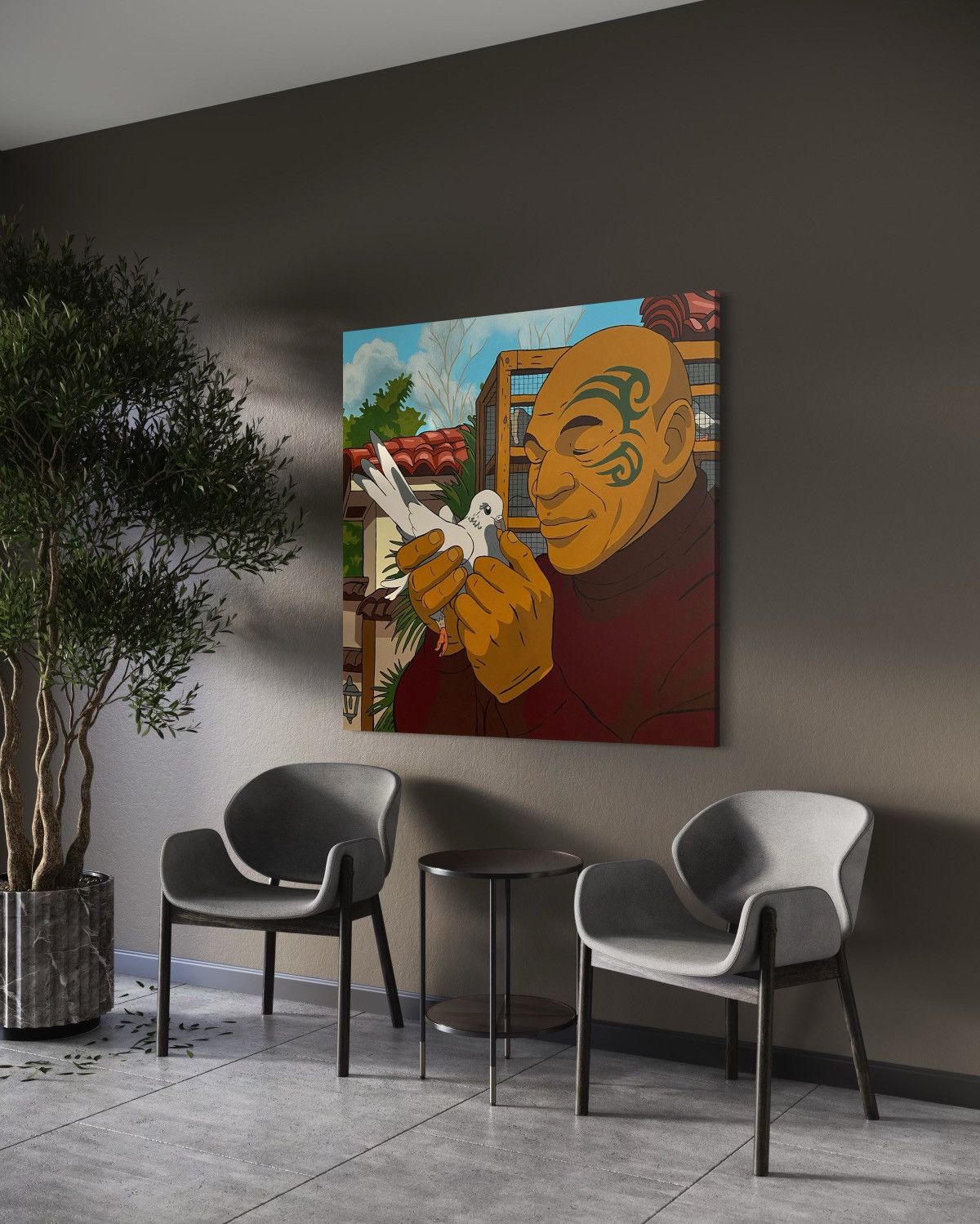 Vintage Mike Tyson Acrylic Picture 100x100cm Rare 1of1 Handmade Size ONE SIZE - 4 Thumbnail