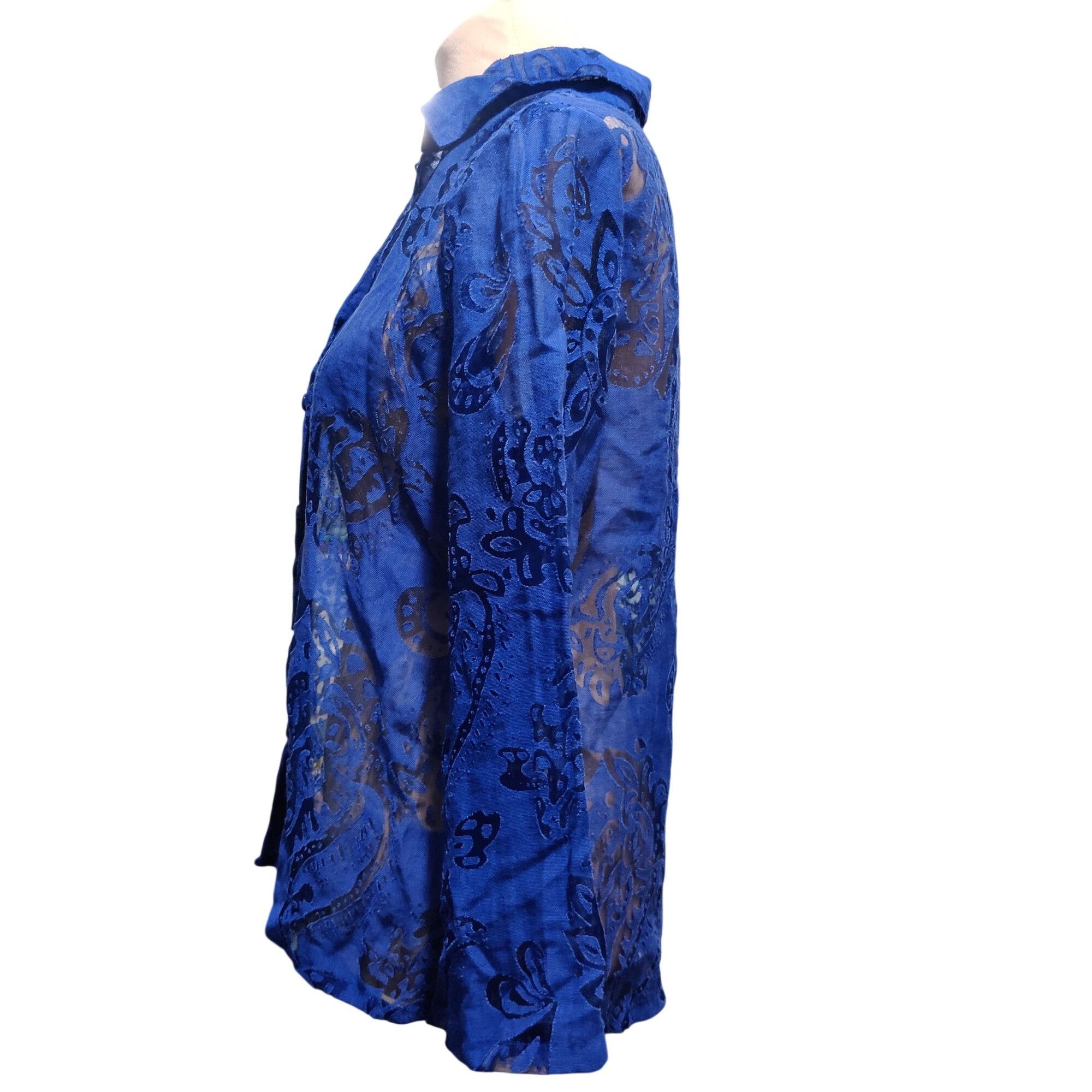 Other Salon Studio MP Petite Womens Blue Blouse Sheer Paisley Long Size M / US 6-8 / IT 42-44 - 10 Thumbnail