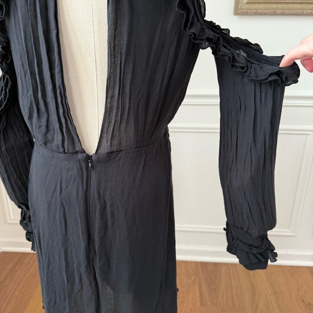 Iro IRO Hanie Black Long Sleeve Cold Shoulder Open Back Dress $3 Size L / US 10 / IT 46 - 7 Thumbnail