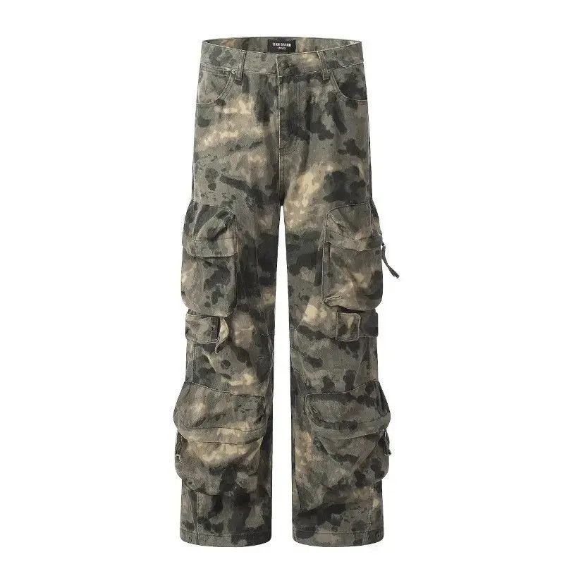 Japanese Brand Retro loose camouflage wide leg pocket jeans Size US 32 / EU 48 - 5 Thumbnail