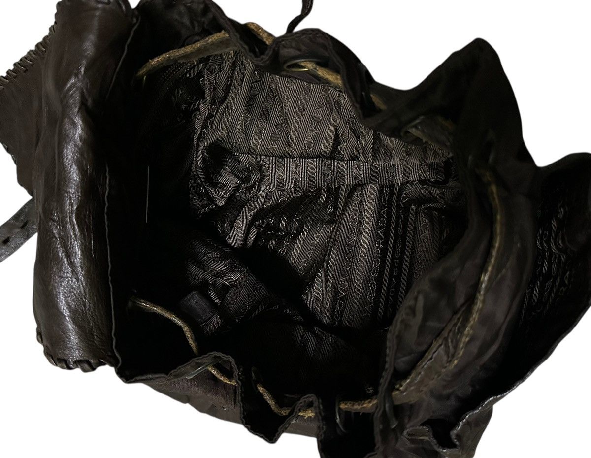 Prada Vintage Prada drawstring backpack nylon leather Size ONE SIZE - 9 Thumbnail