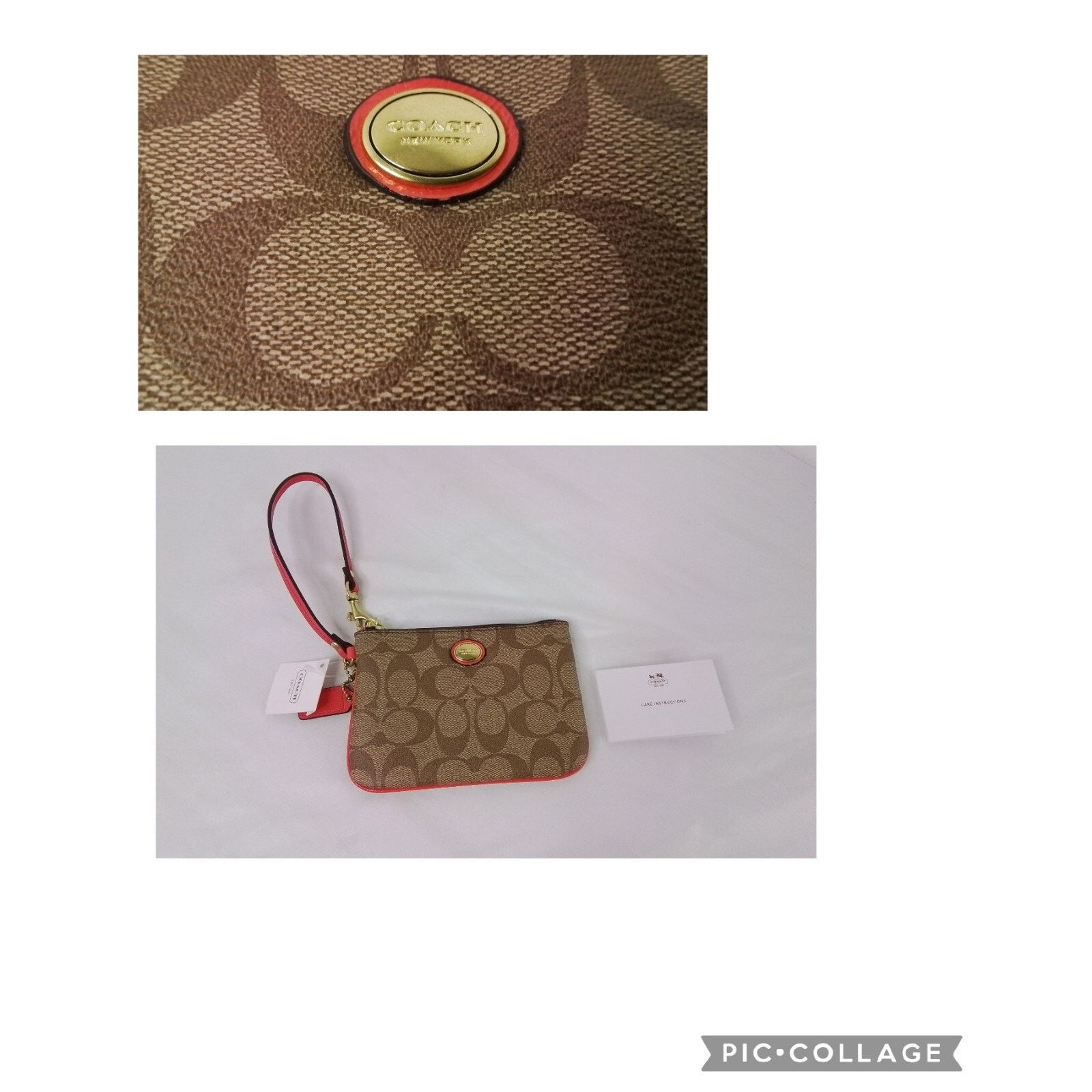 Coach Coach Wristlet Signature C Purse Khaki/Persimmon NWT Size ONE SIZE - 1 Thumbnail