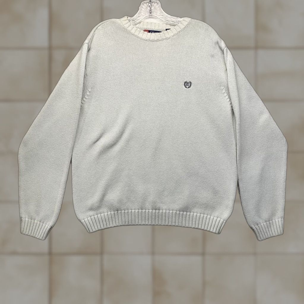 Chaps VINTAGE Chaps Sweater Men's Large Ivory White Heavyweight Crew Neck Long Sleeve 90s American Classic Size US L / EU 52-54 / 3 - 1 Thumbnail