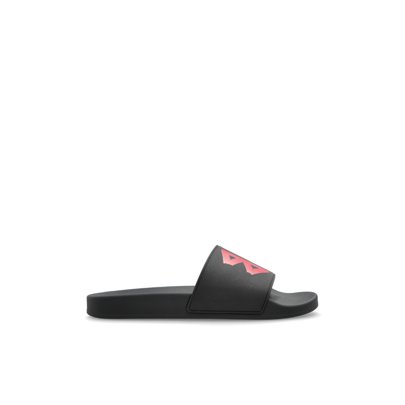 BALENCIAGA Men's Black/Red Rubber Tape Type Slides New & Aut