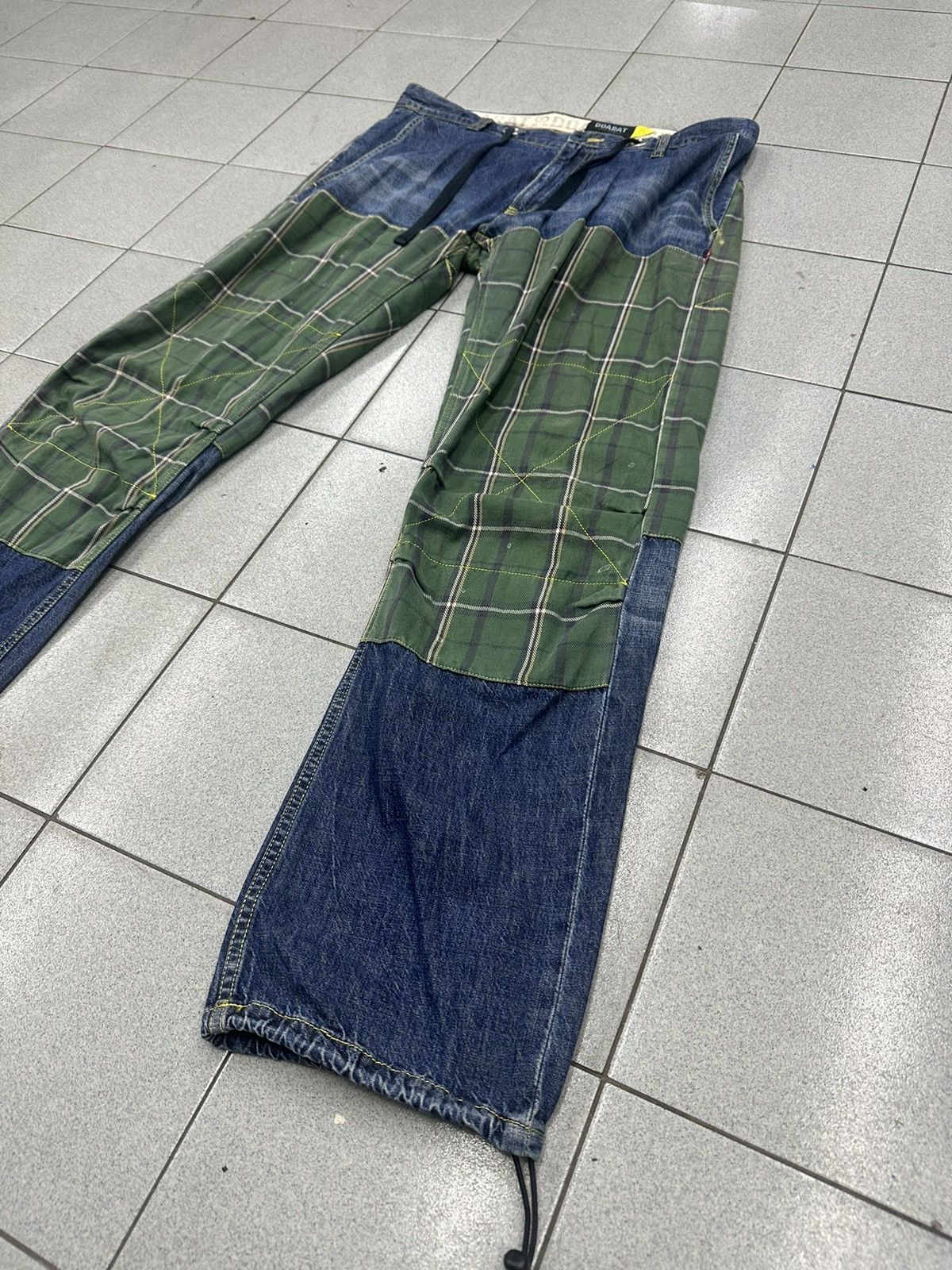Japanese Brand 🇯🇵 DOARAT Double Knee Plaid/Denim Size US 35 - 5 Thumbnail