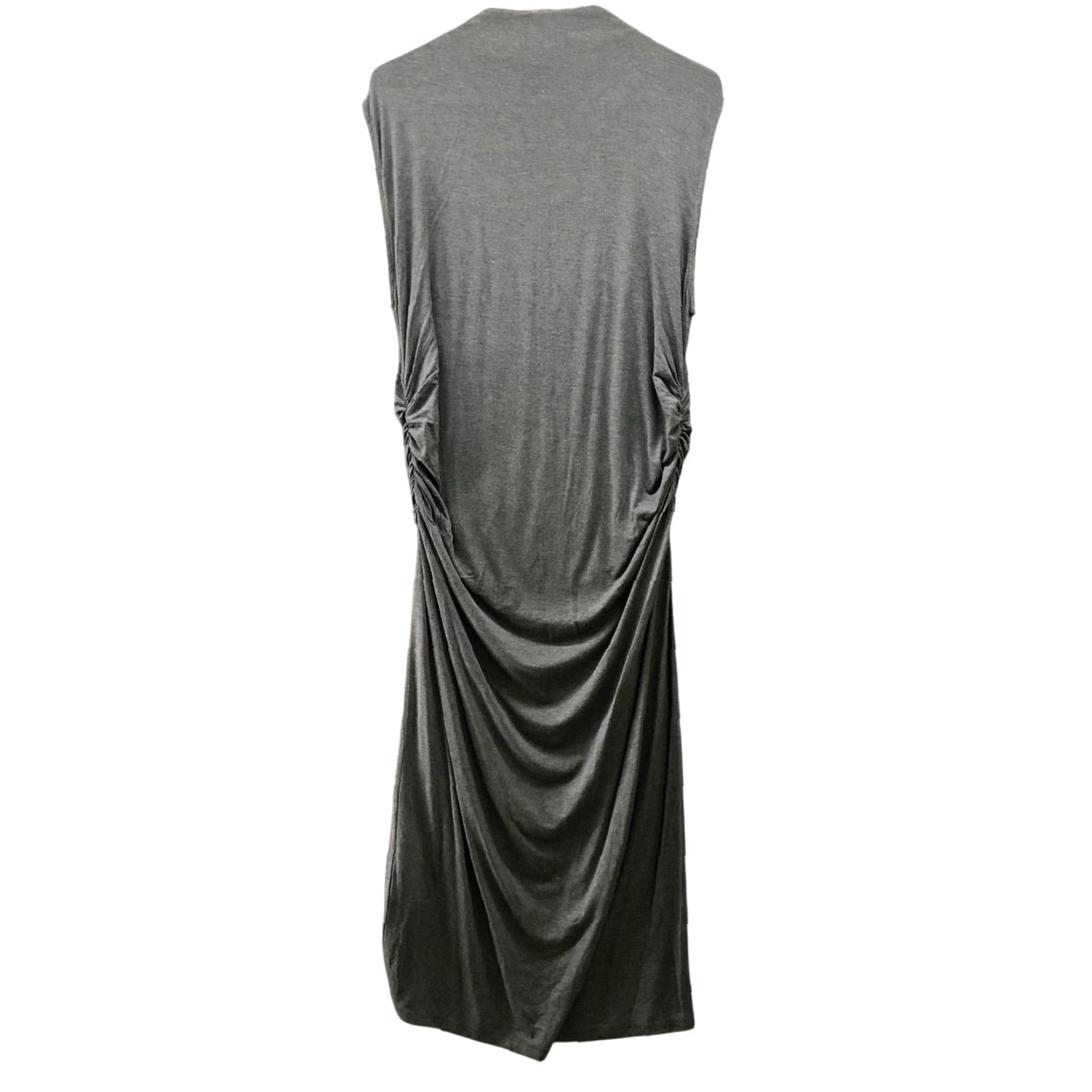 H&M VINTAGE? No — H&M Sleeveless Midi Dress XL Gray Ruched High Neck Drapey Jersey Knit Dress Men? Size XL / US 12-14 / IT 48-50 - 2 Thumbnail