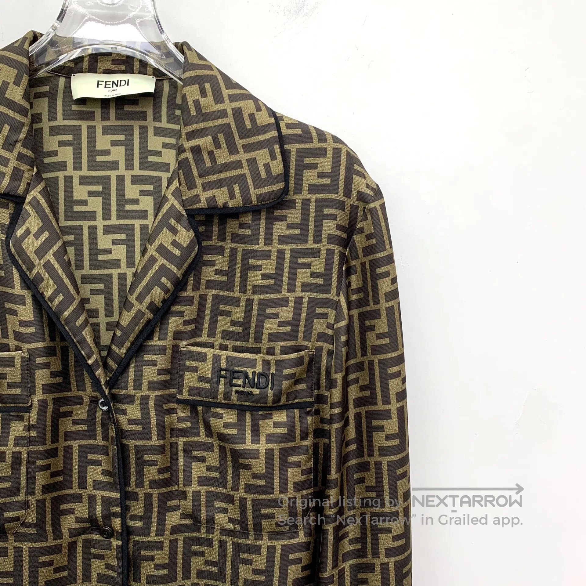 Fendi FENDI Dark Brown Double F Monogram Printed Mulberry Silk C Size S / US 4 / IT 40 - 3 Thumbnail