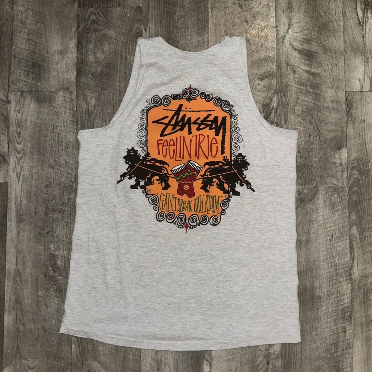 Stussy STUSSY Mens Large Gray Tank Top Feelin Irie Graphic Vintage Size US L / EU 52-54 / 3 - 2 Thumbnail