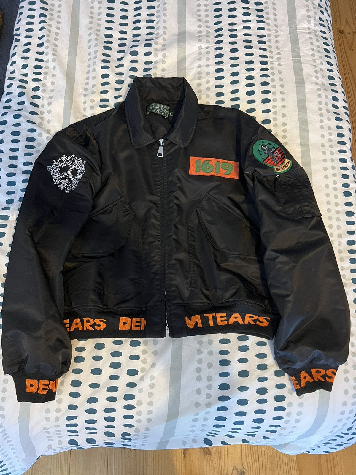 image of Denim Tears 'trans-Atlantic Flight Jacket' Black, Men's (Size Medium)