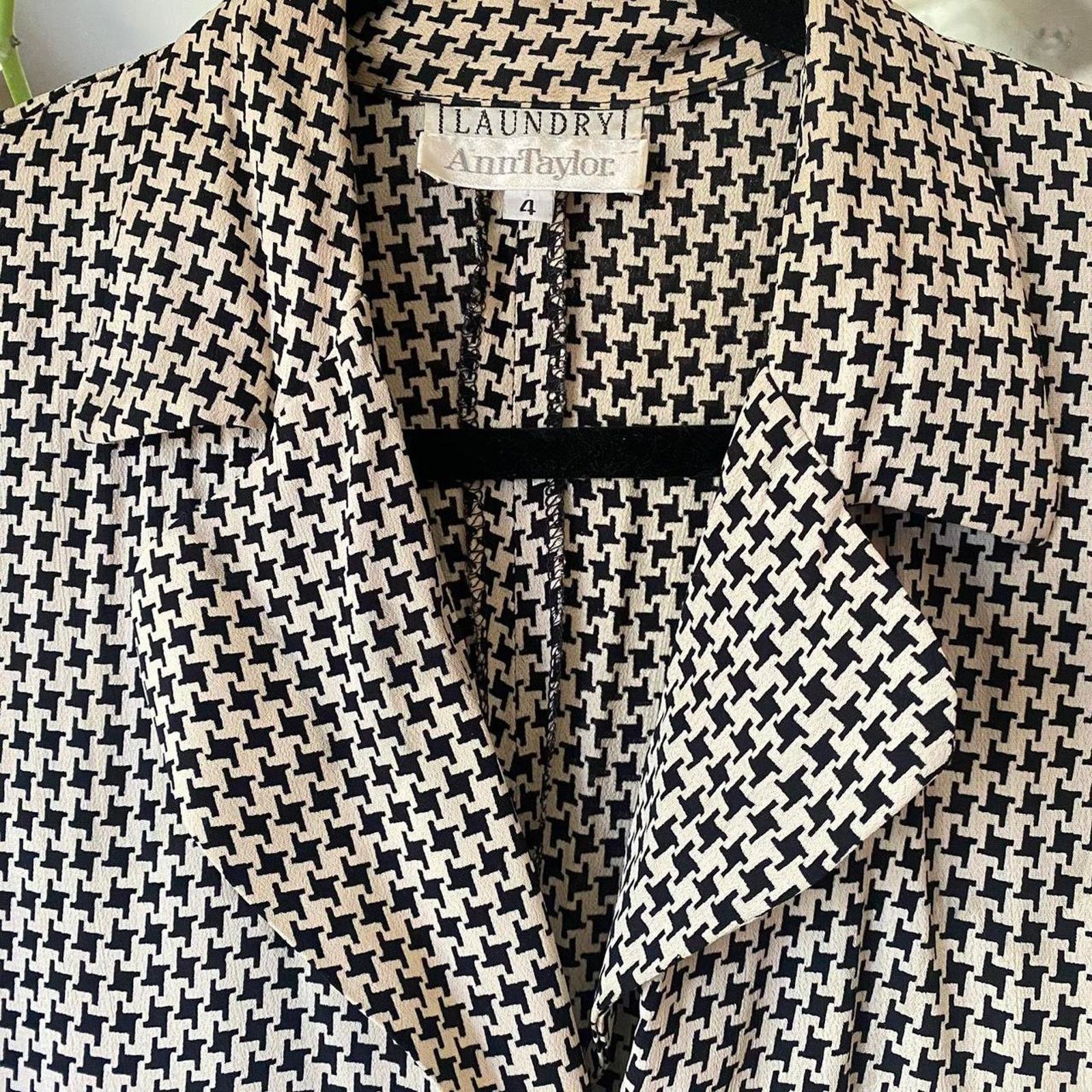 Ann Taylor Vintage 90s Ann Taylor Houndstooth Long Sleeve Dress 4 Size S / US 4 / IT 40 - 3 Thumbnail