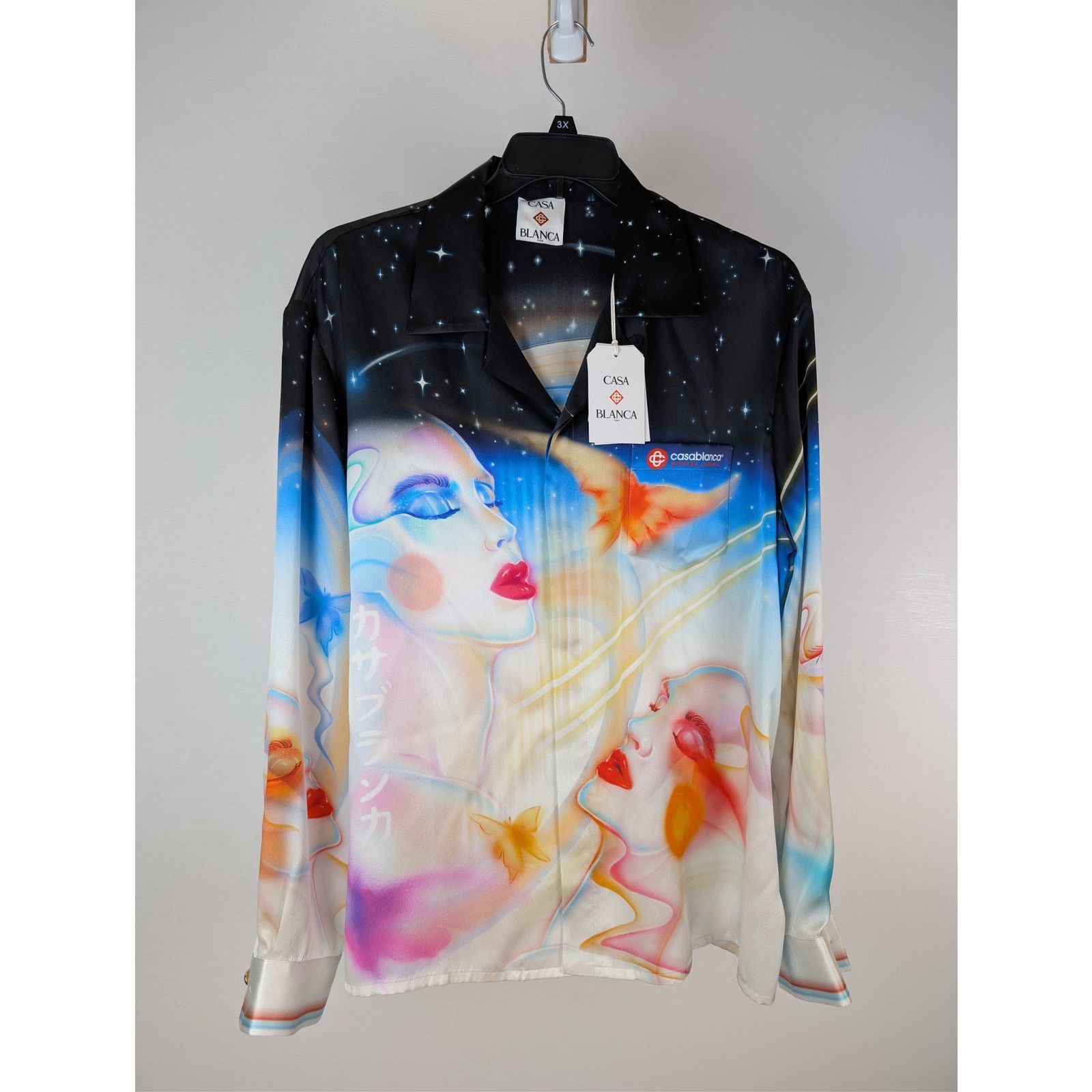 Casablanca o1rshd1 Silk Satin Cuban Collar Long Sleeve Shirt Multicolor Size US XL / EU 56 / 4 - 2 Thumbnail