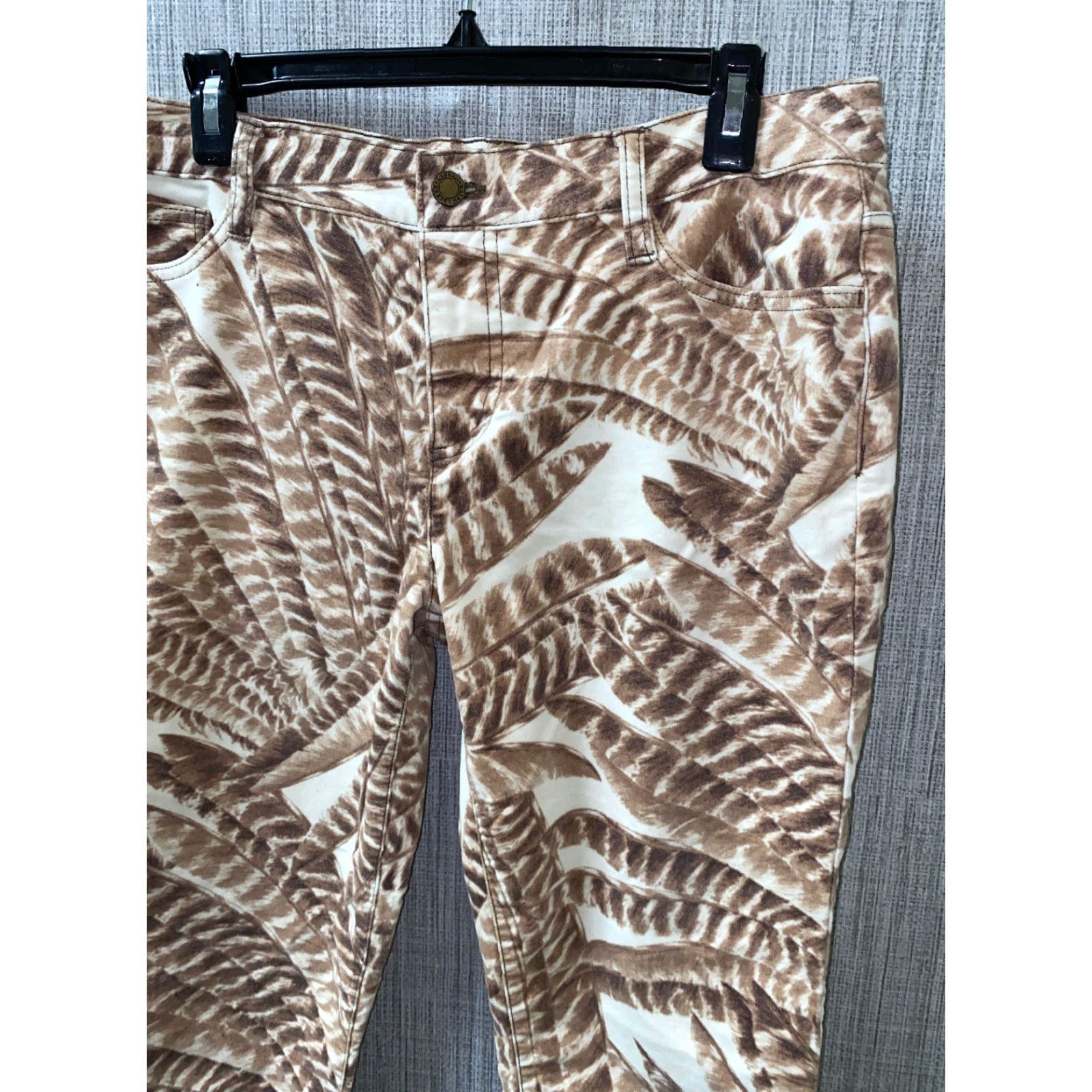 Ralph Lauren Lauren Ralph Lauren Womens Pants Brown/White Leaf Print Size 10 Casual Cotton Flat Front Mid Rise 30.5 Inseam Womens Size 32" / US 10 / IT 46 - 2 Thumbnail