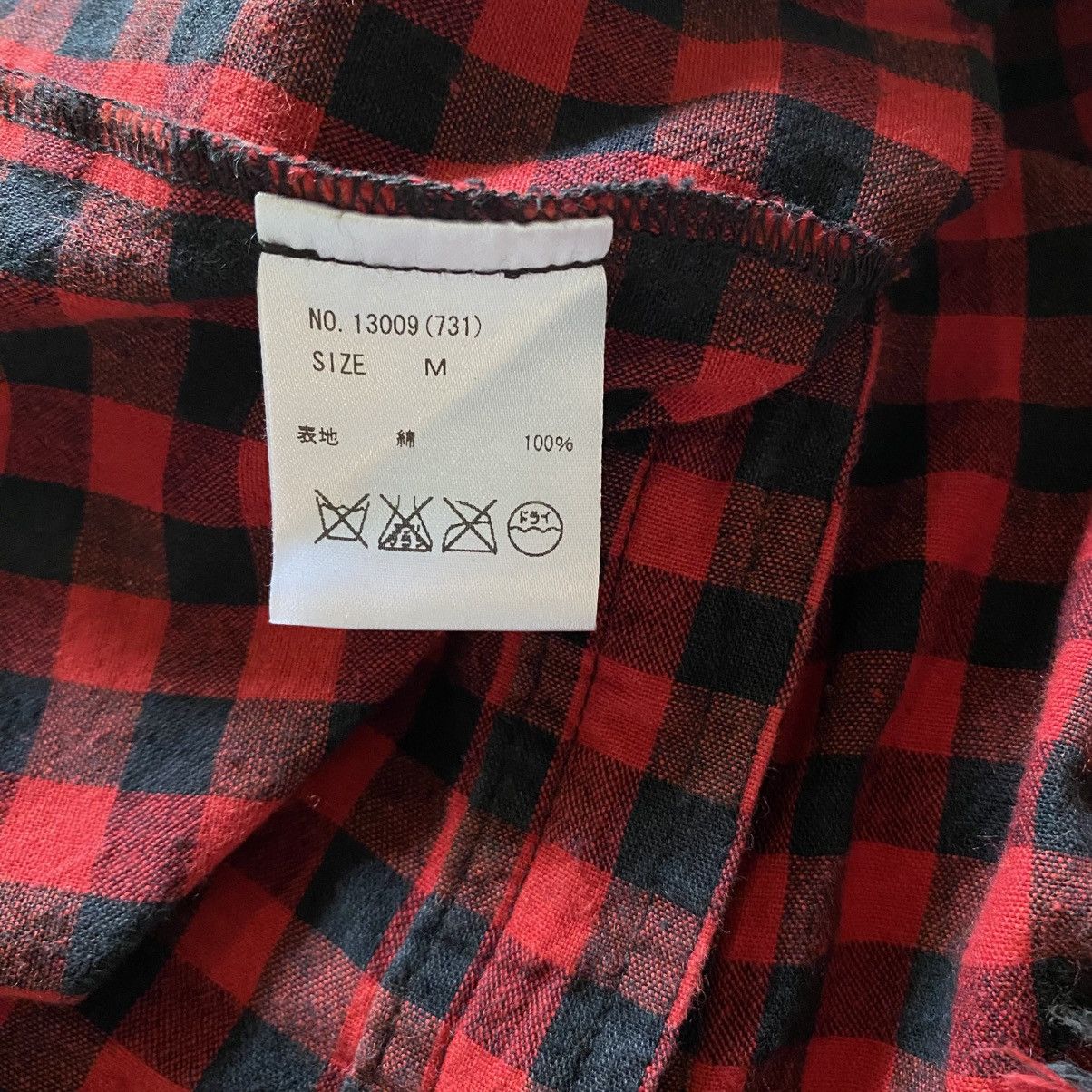 Designer × Japanese Brand GARULA Y2K Punk Red Black Check Frayed Shirt Size M / US 6-8 / IT 42-44 - 16 Thumbnail