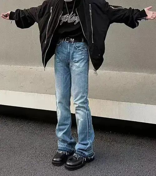 Japanese Brand × Jean Retro casual street ripped micro-flared jeans Size US 32 / EU 48 - 2 Thumbnail