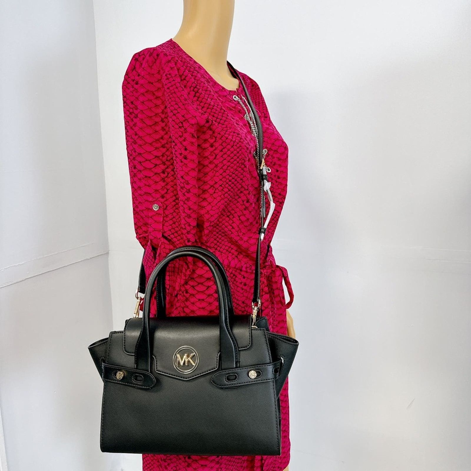 Michael Kors MICHAEL KORS 35S2GNMS8L Carmen MD Leather Belted Satchel Blk Size ONE SIZE - 1 Thumbnail