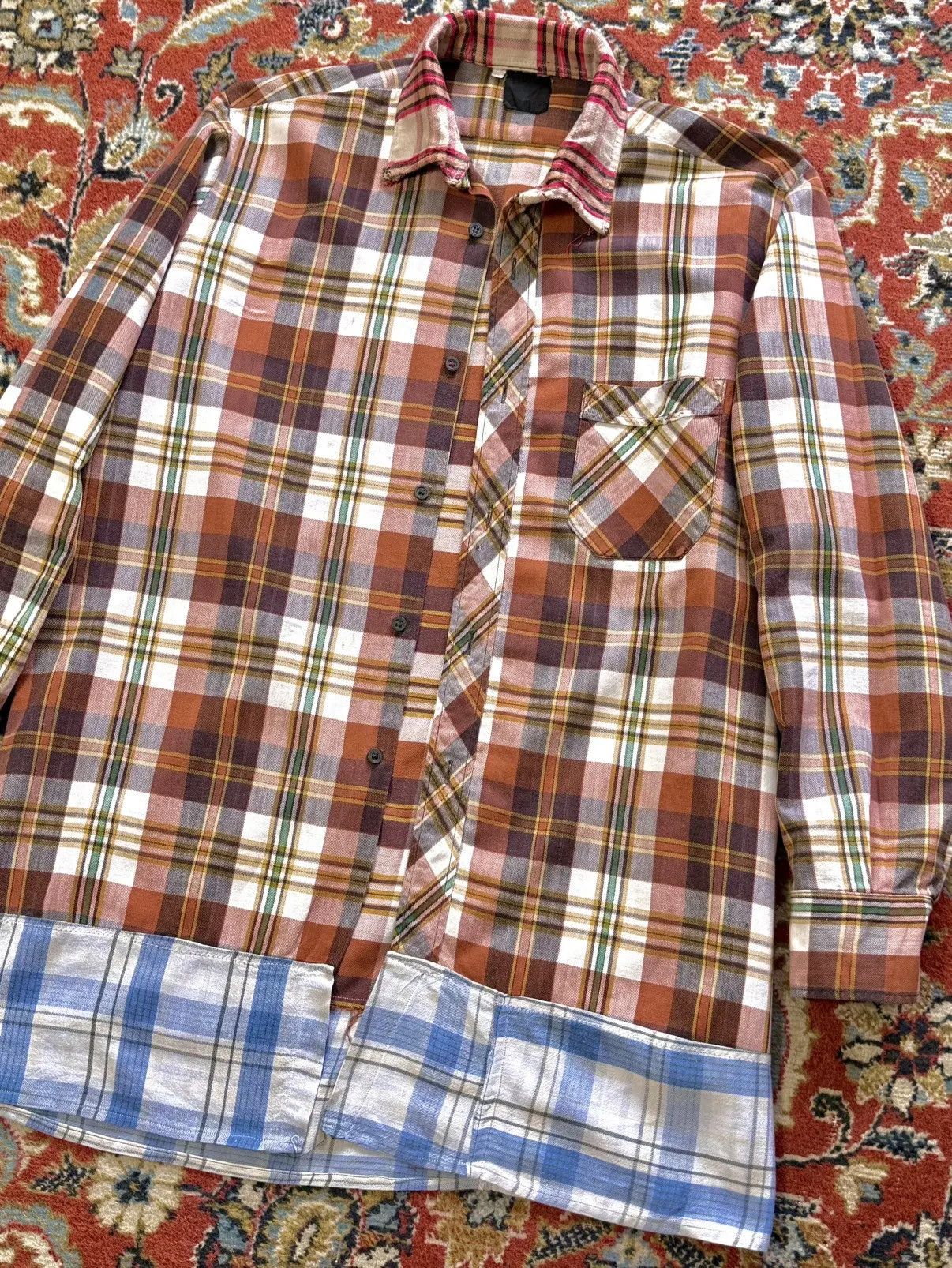 Vintage 80s Vintage Flannel Distressed Reconstructed Check Shirt Size US L / EU 52-54 / 3 - 2 Thumbnail