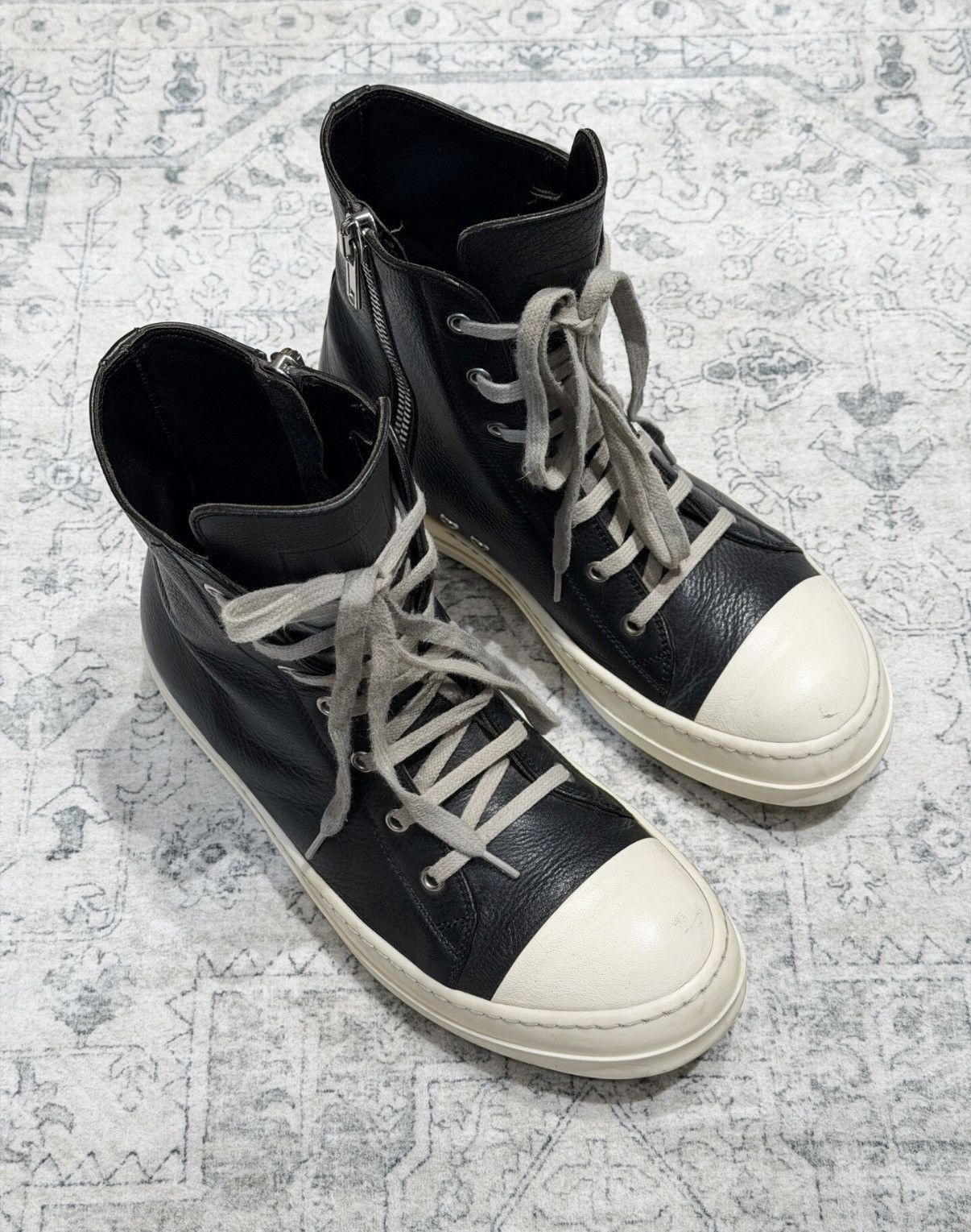 Rick Owens Rick Owens mainline high-top grained leather sneakers Size US 8 / EU 41 - 2 Thumbnail