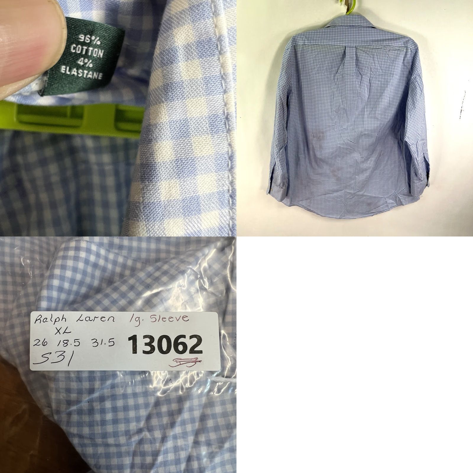 Ralph Lauren Lauren Ralph Lauren Shirt Adult XL Blue Check Button-Up Stretch Mens Size US XL / EU 56 / 4 - 8 Thumbnail