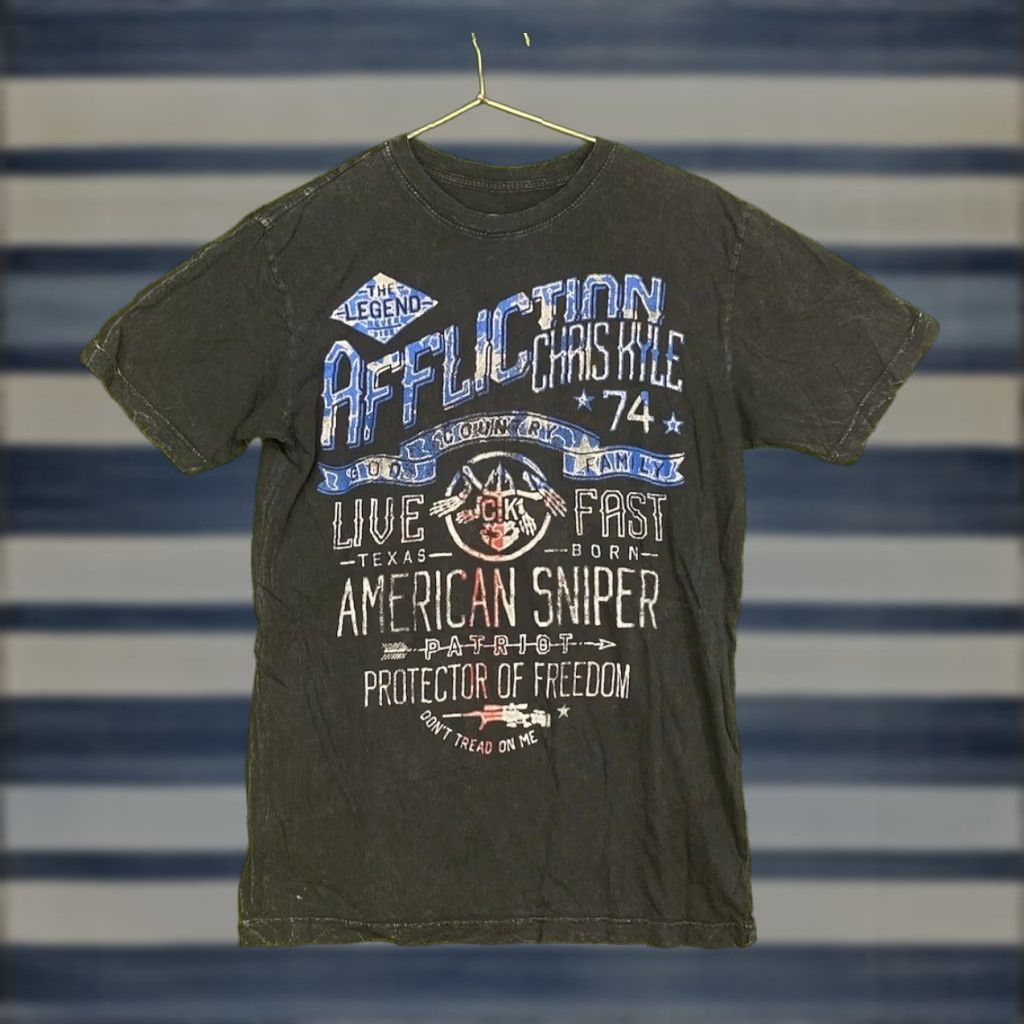 Affliction VINTAGE Affliction Men’s T-Shirt Crew Neck Graphic Print USA Flag 90s Style Short Sleeve Black Size US M / EU 48-50 / 2 - 1 Thumbnail