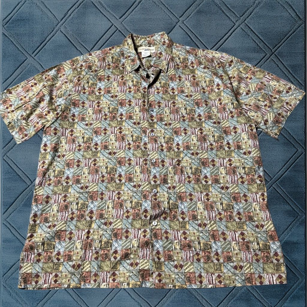 Vintage Travelsmith Shirt Mens L Multicolor Hawaiian Style Button Down 90s Made In Usa, Men's