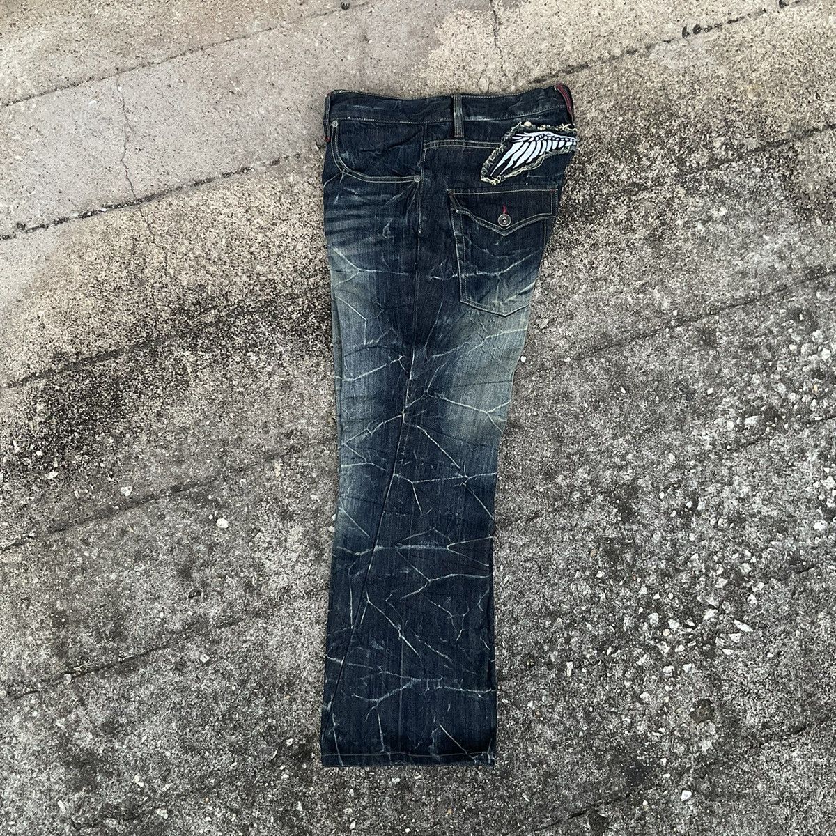 Japanese Brand Rare Design 💥 Vintage Nylaus Distressed Fiare jeans Size US 34 / EU 50 - 8 Thumbnail