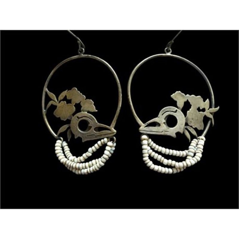 Vintage VINTAGE VERY RARE- 11.1 Gram Sterling Silver Earrings Size ONE SIZE - 3 Thumbnail