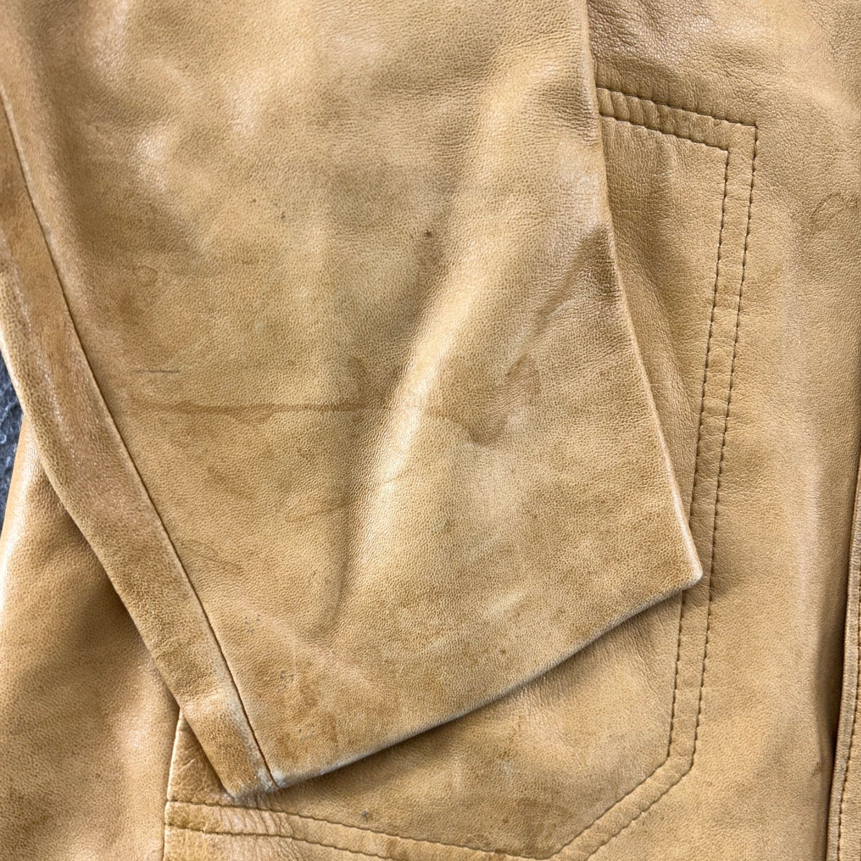 Vintage VINTAGE Leather Coat Mens 42 Brown Blazer Genuine Overcoat 70s 80s Jacket Coat Blazer Leather Single-Breasted Three-Button Notch Lapel Vintage Mens Size 42R - 2 Thumbnail