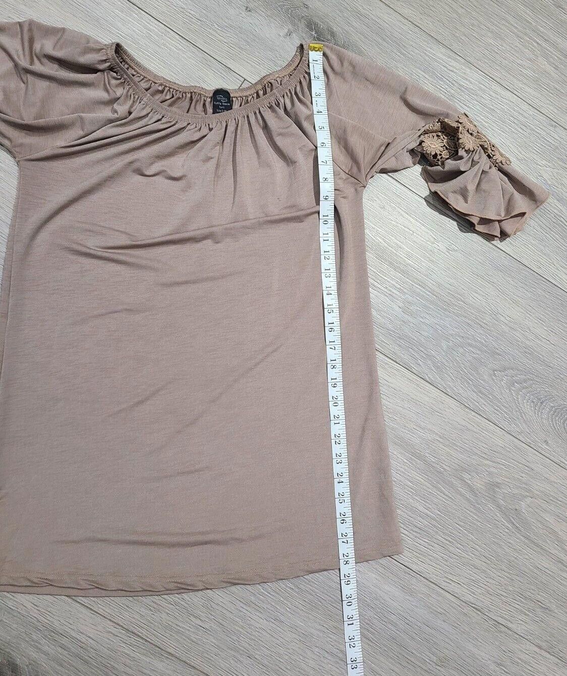 Designer Win Win Tunic Top Brown Beige Ruffle Bell Sleeve small Size M / US 6-8 / IT 42-44 - 4 Thumbnail