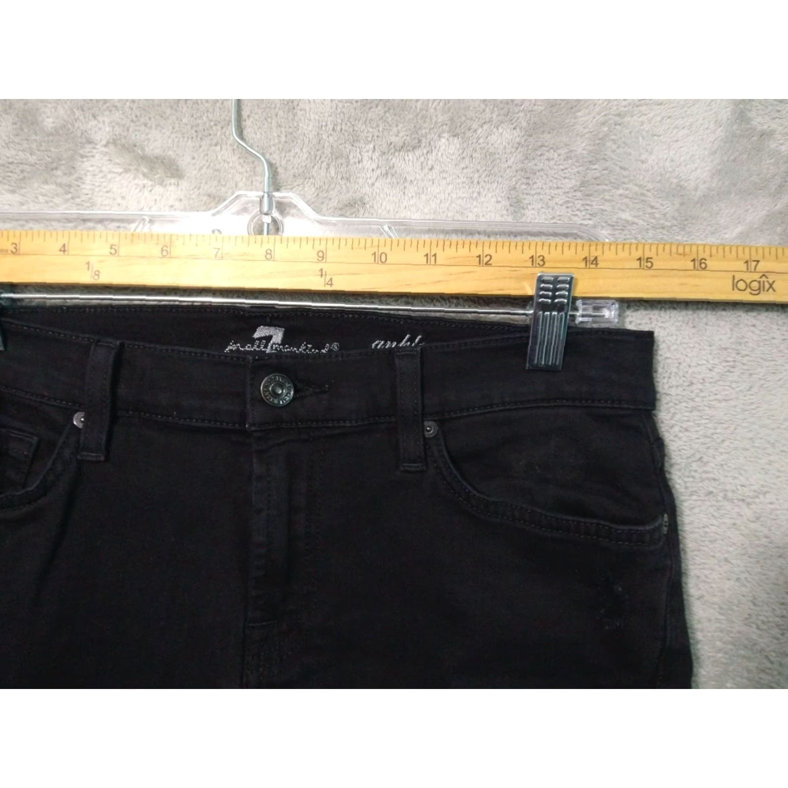 7 For All Mankind 7 For All Mankind Gwenevere Jeans Womens 29 Black Denim Skinny Stretch Ankle Regular 29 in Cotton Spandex Dark Denim 5-Pocket Mens? Womens Size 29" - 3 Thumbnail