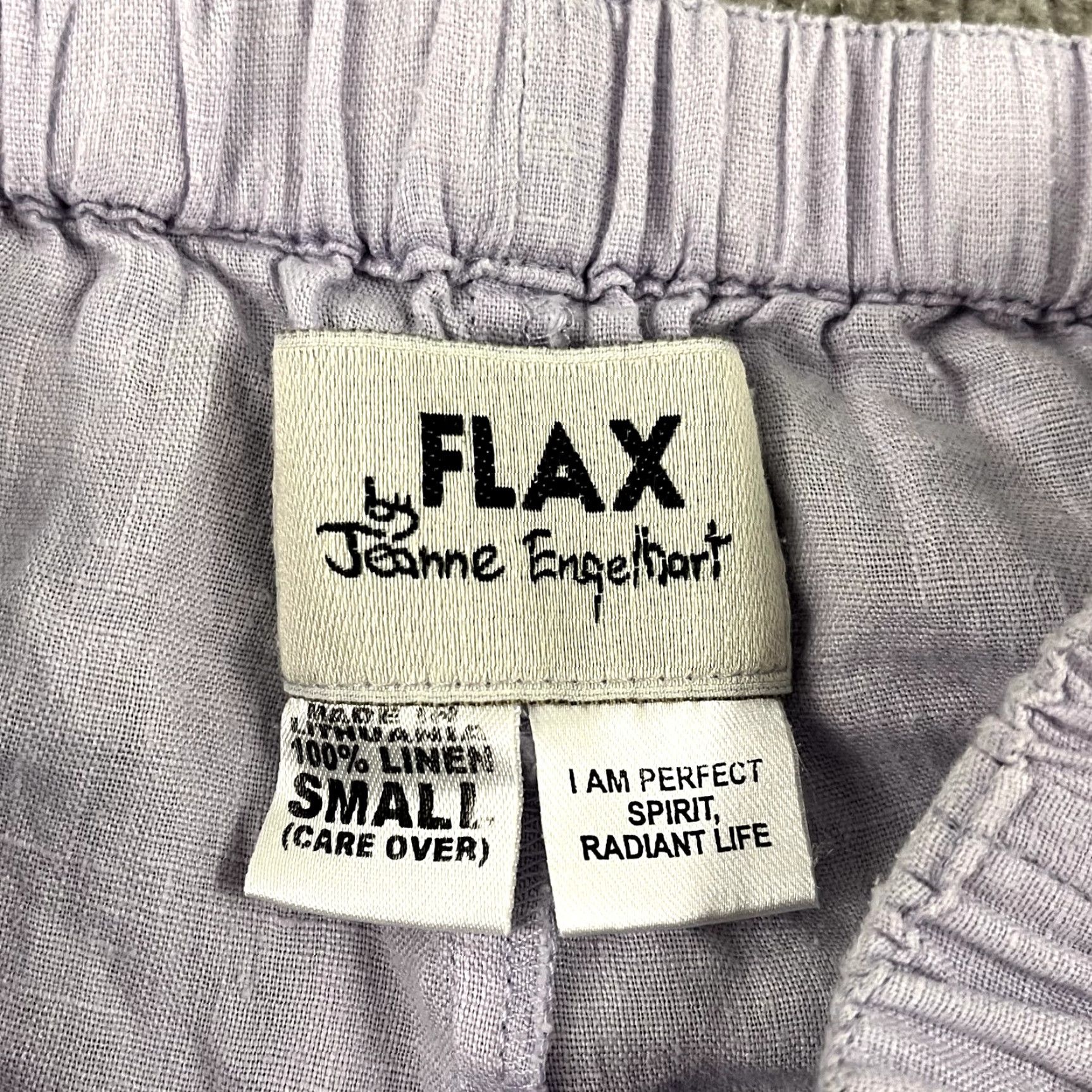 FLAX FLAX by JEANNE ENGLHART Pants Womens Small Light Purple Linen Elastic Pull On Size 28" / US 6 / IT 42 - 2 Thumbnail