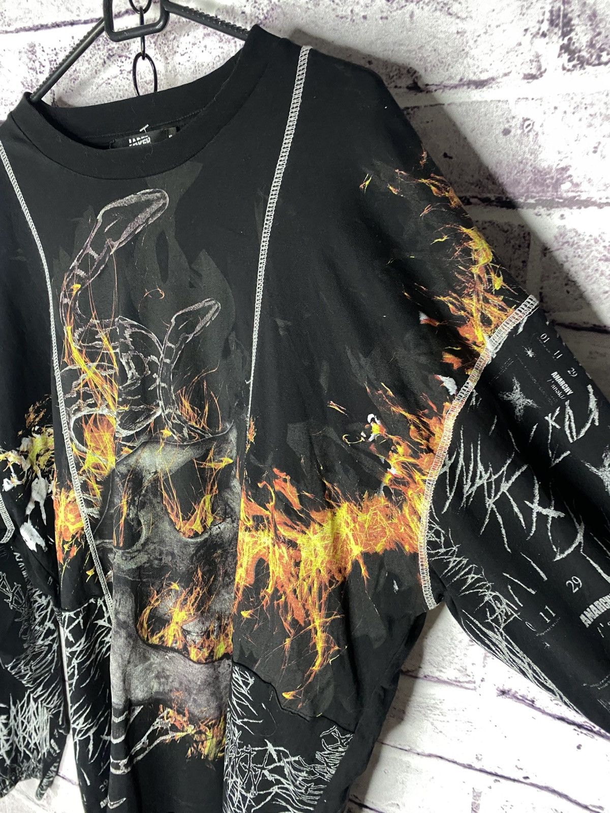 Jaded London Mens Jaded London Overprint Logo Anarchy Long-Sleeve Size US XL / EU 56 / 4 - 2 Thumbnail