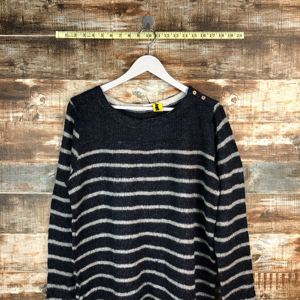 Japanese Brand × OVER THE STRiPES Innoce Dark Blue Stripe Knitwear #A1698 Size L / US 10 / IT 46 - 2 Thumbnail