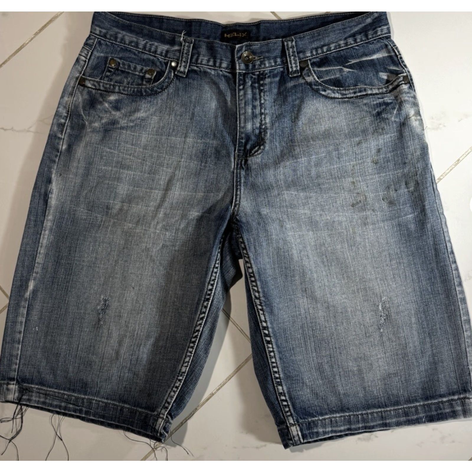 Denime VINTAGE Helix Denim Cargo Shorts 36 Men Blue Grunge 90s Skater Punk Emo Baggy Waist 36” Length 12” Size US 36 / EU 52 - 2 Thumbnail