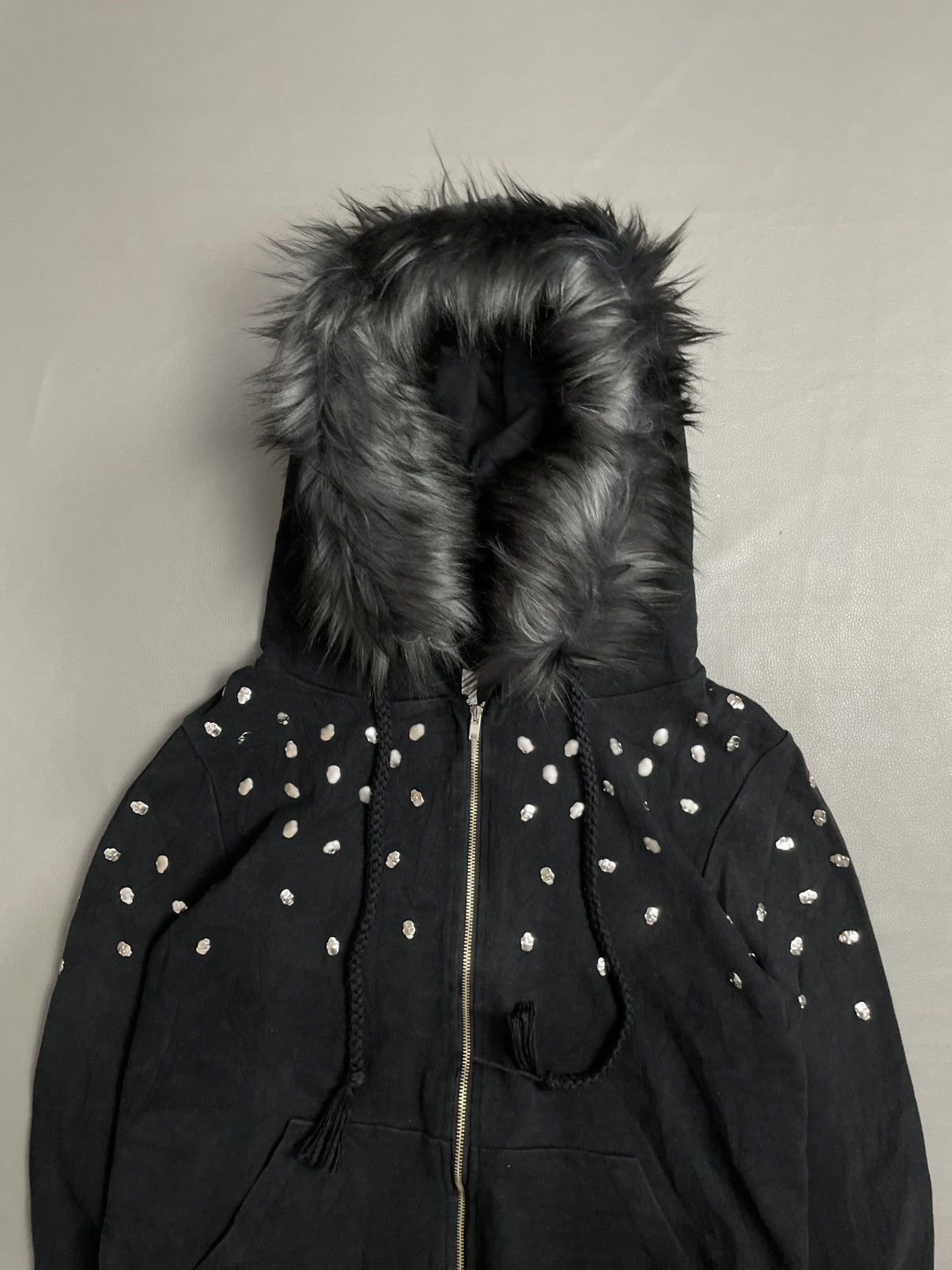 Japanese Brand Black Fur Hoodie skull ifsix style Size S / US 4 / IT 40 - 2 Thumbnail