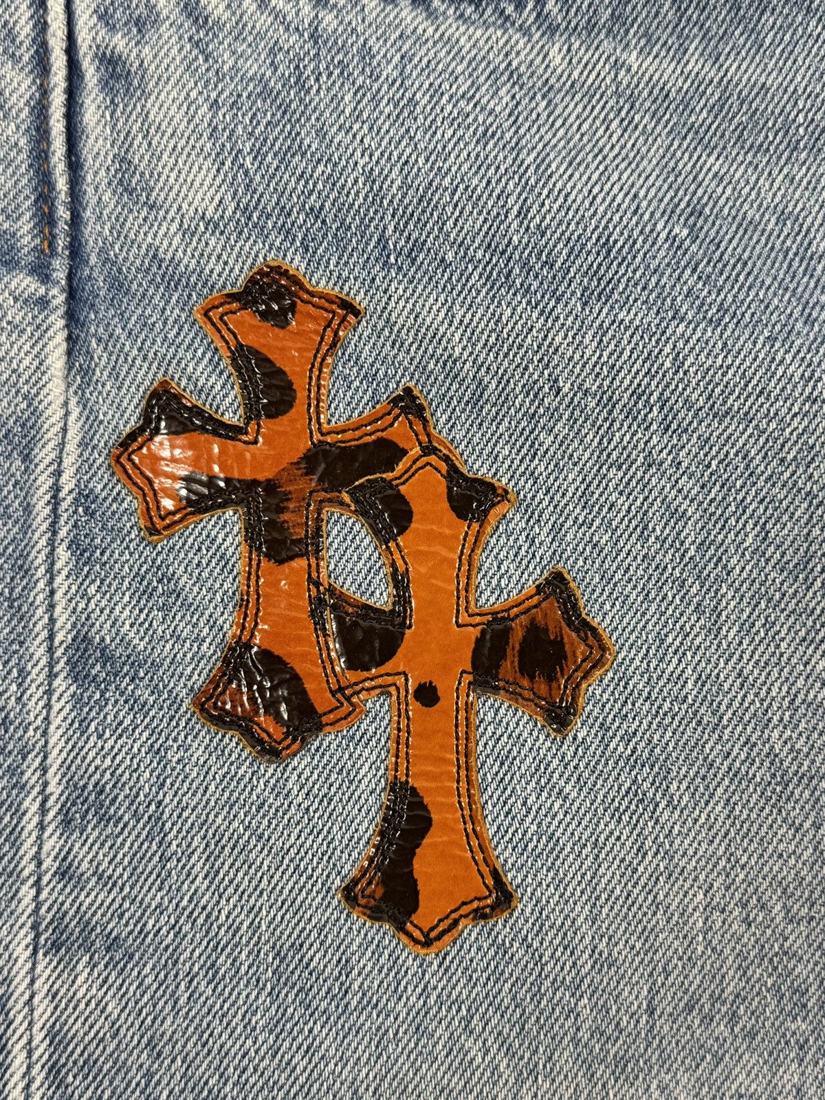 Chrome Hearts PATENT LEOPARD CROSS PATCH DENIM JEANS (RARE) Size US 33 - 6 Thumbnail