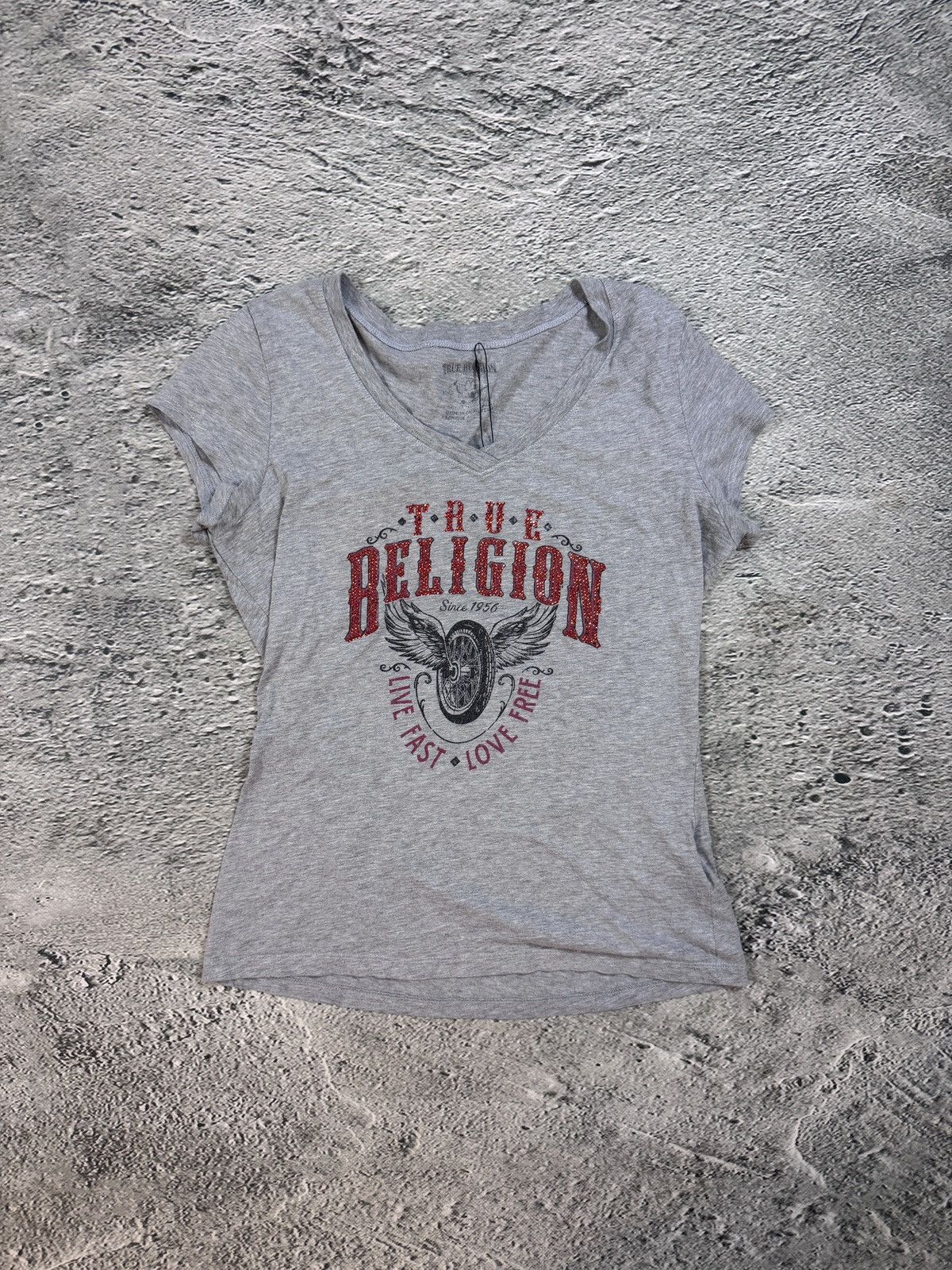 True Religion True Religion gray red rhinestones T-shirt logo Size M / US 6-8 / IT 42-44 - 1 Thumbnail