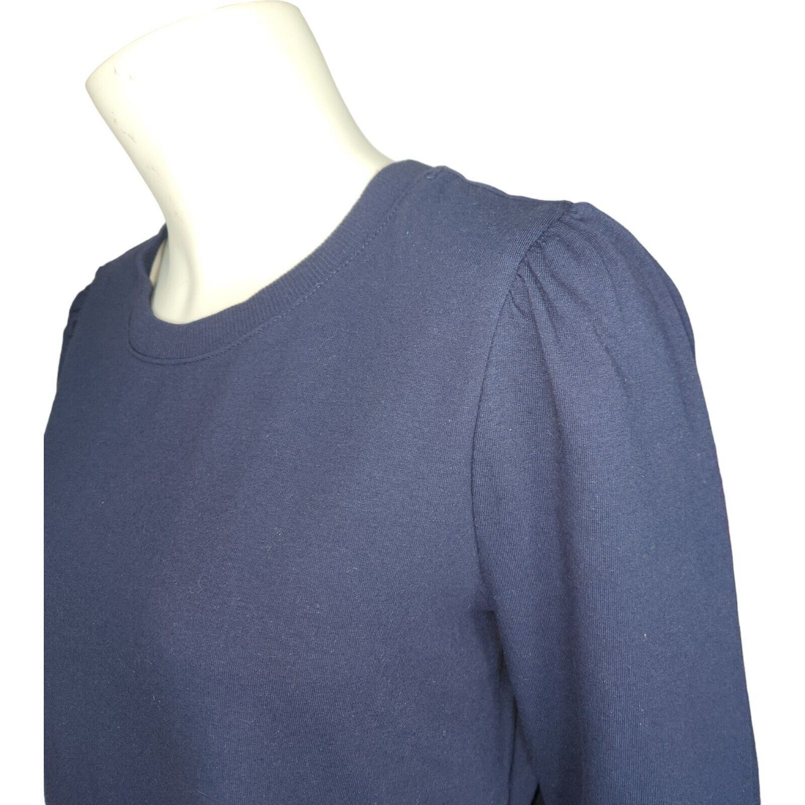 Denim & Co. Denim & Co. French Terry Tunic Striped Hem Navy Womens XS Size XS / US 0-2 / IT 36-38 - 5 Thumbnail