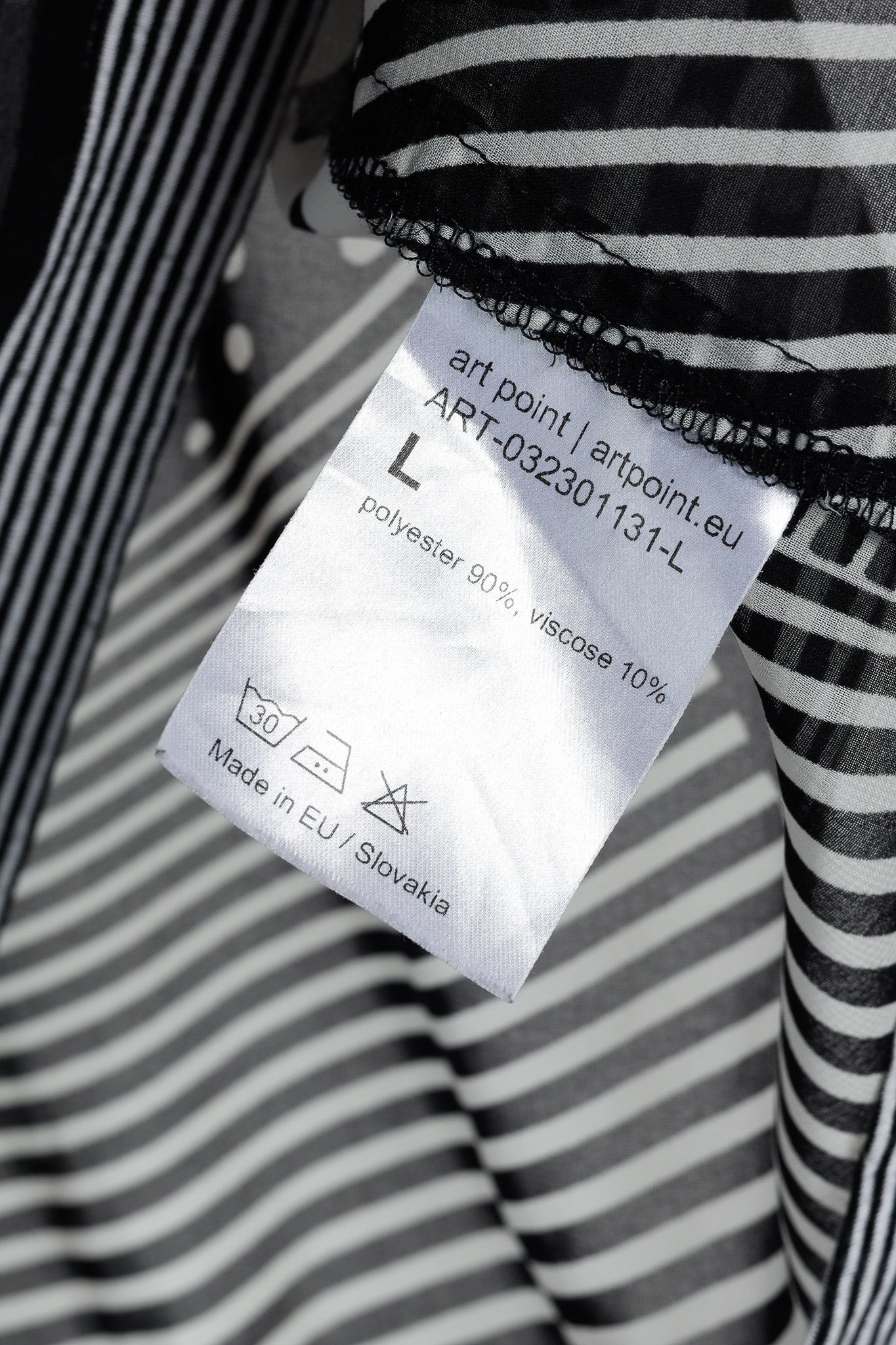 Other Art Point Black & White Striped Polka-Dot Chiffon Blouse Size L / US 10 / IT 46 - 8 Thumbnail