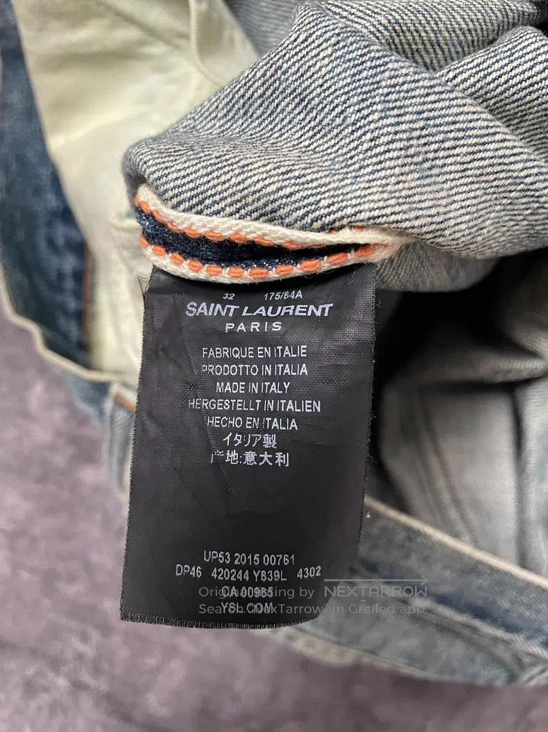 Saint Laurent Paris Saint Laurent Paris Yellow Mud Washed Cut-Out Destroyed De Size US 32 / EU 48 - 7 Thumbnail