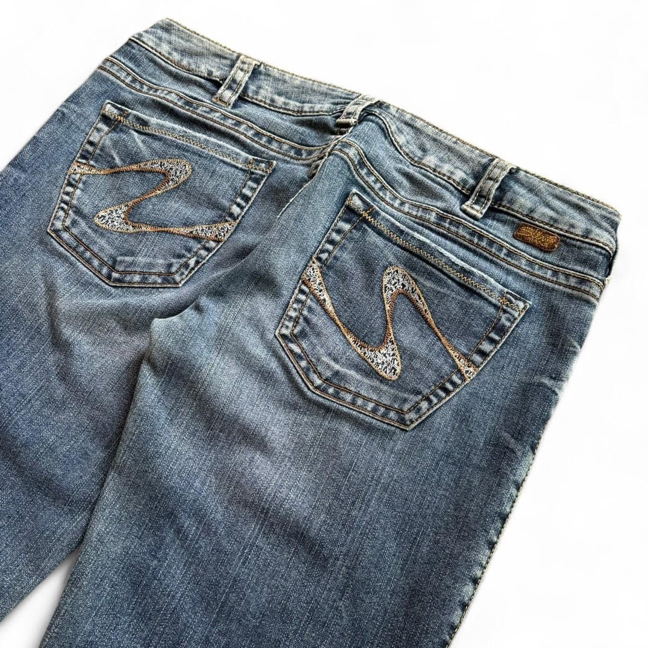 Silver Jeans Co. × Vintage Vintage Y2K Faded Blue Low Rise Flare Denim Jeans Size 33" - 7 Thumbnail